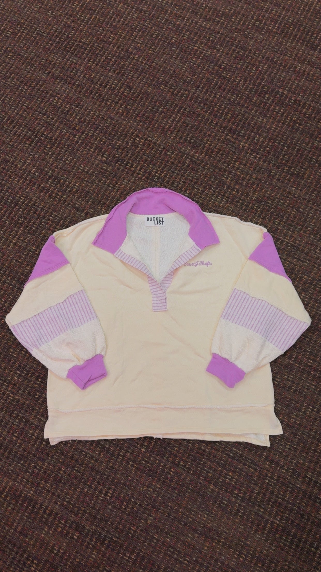 CourtJThrifts Boho Sleeve Bucketlist Embroidered Sweatshirt