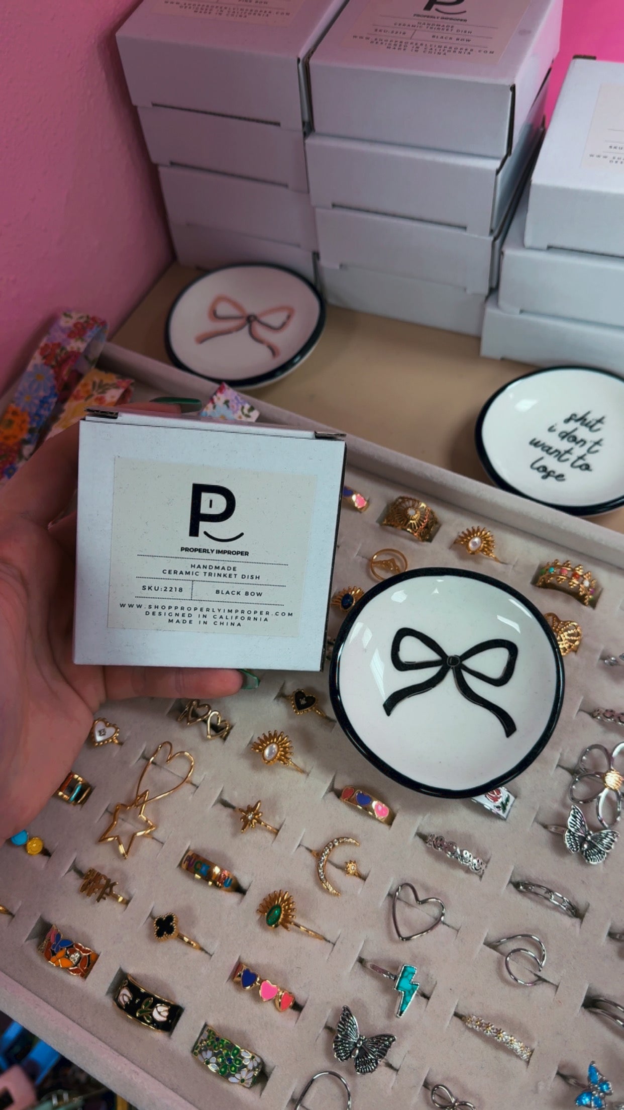 Properly Improper Trinket Dish- Black Coquette Bow