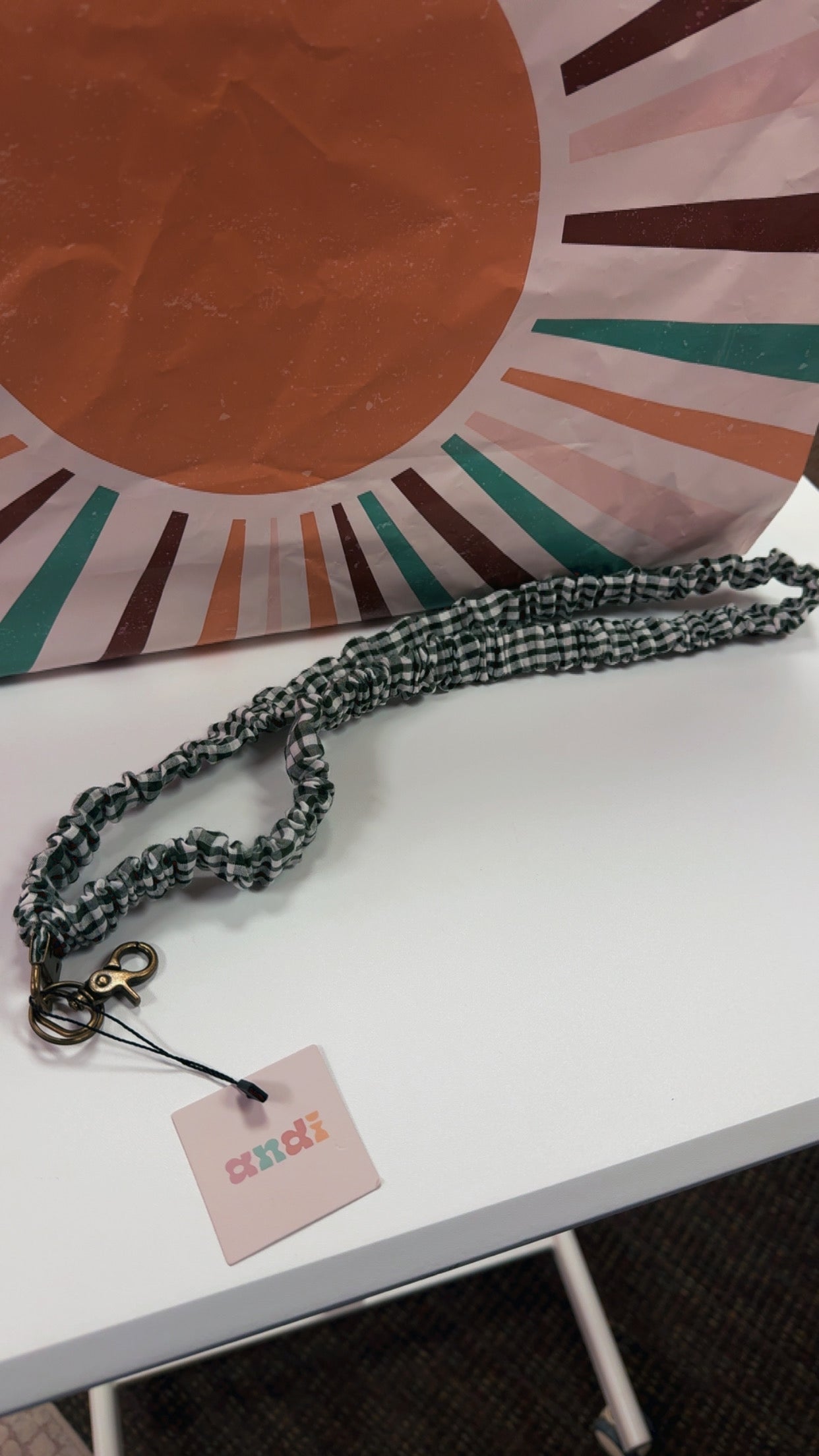 Shop Andi Lanyard - Green Gingham