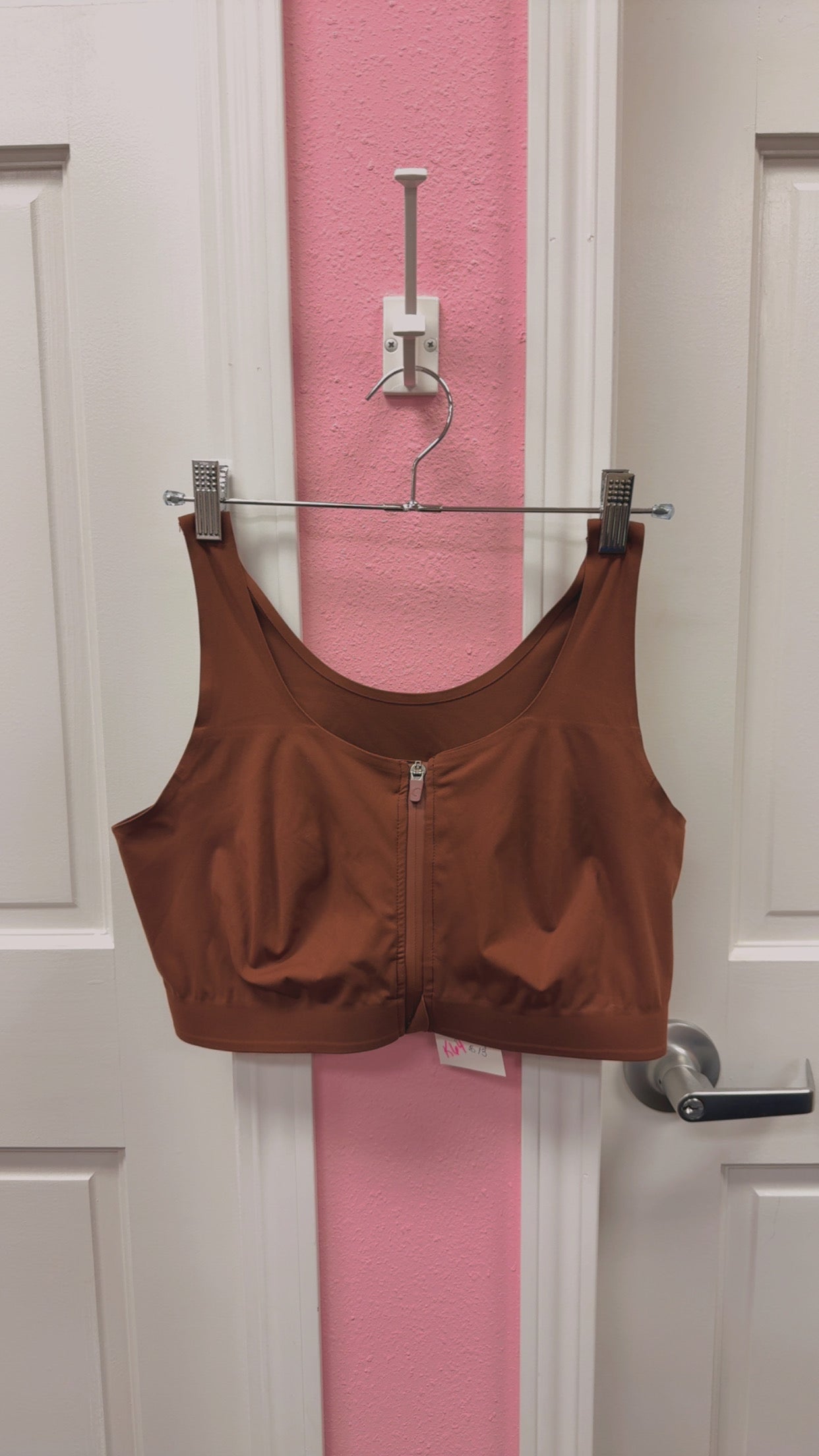 Zyia Brown Zip-Front Bra Size Large