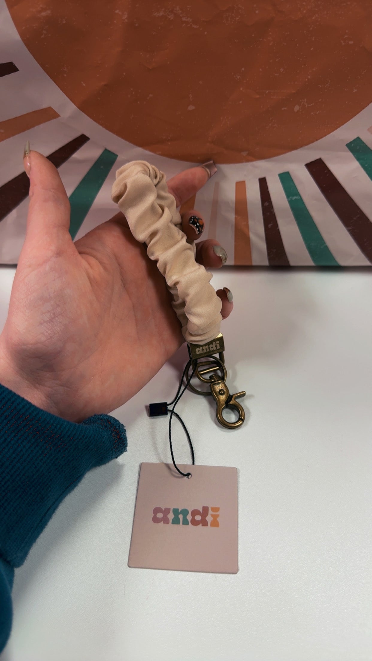 Shop Andi Wristlet Keychain- Cream