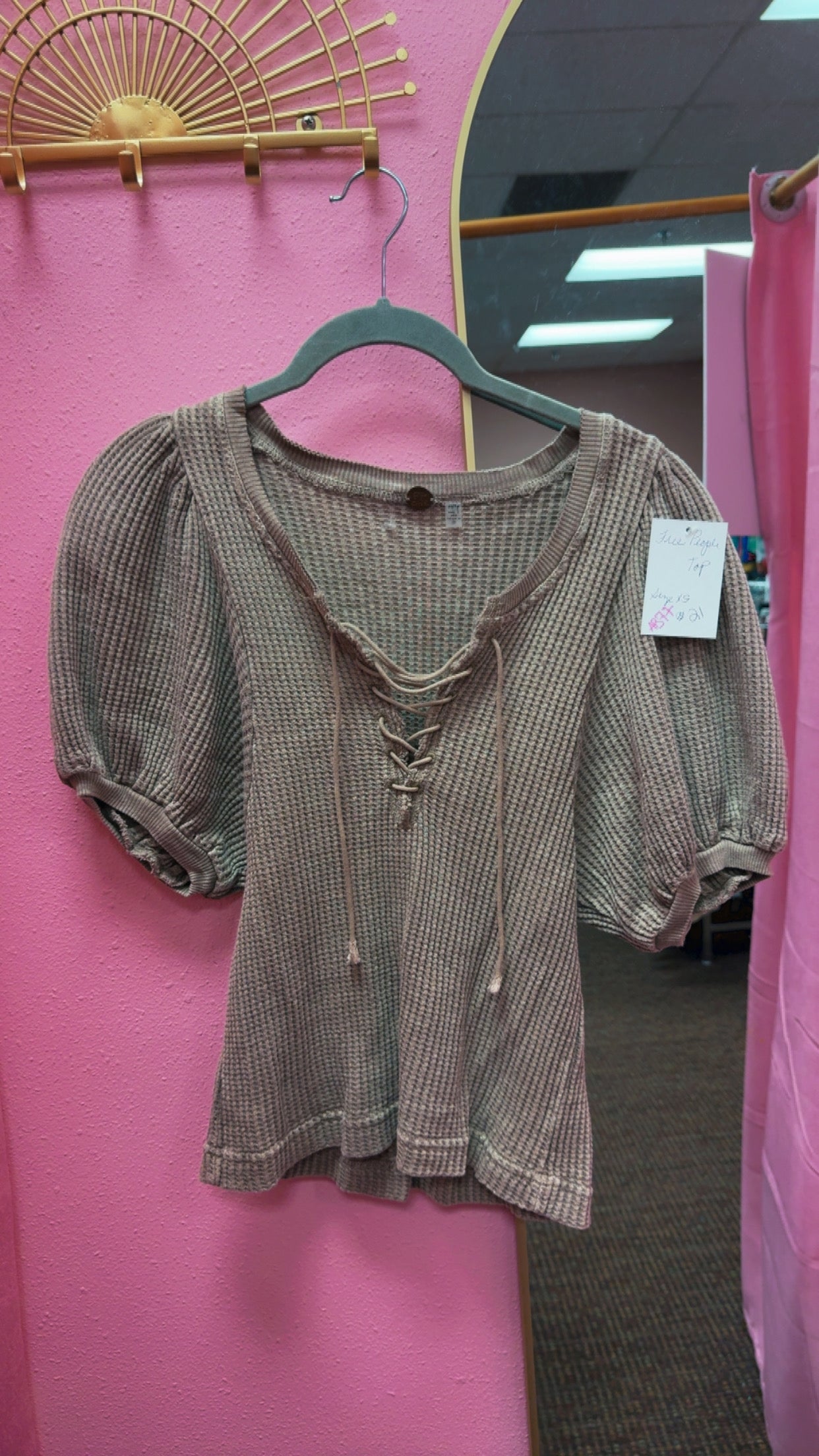 Free People Waffle Knit Top Size XS