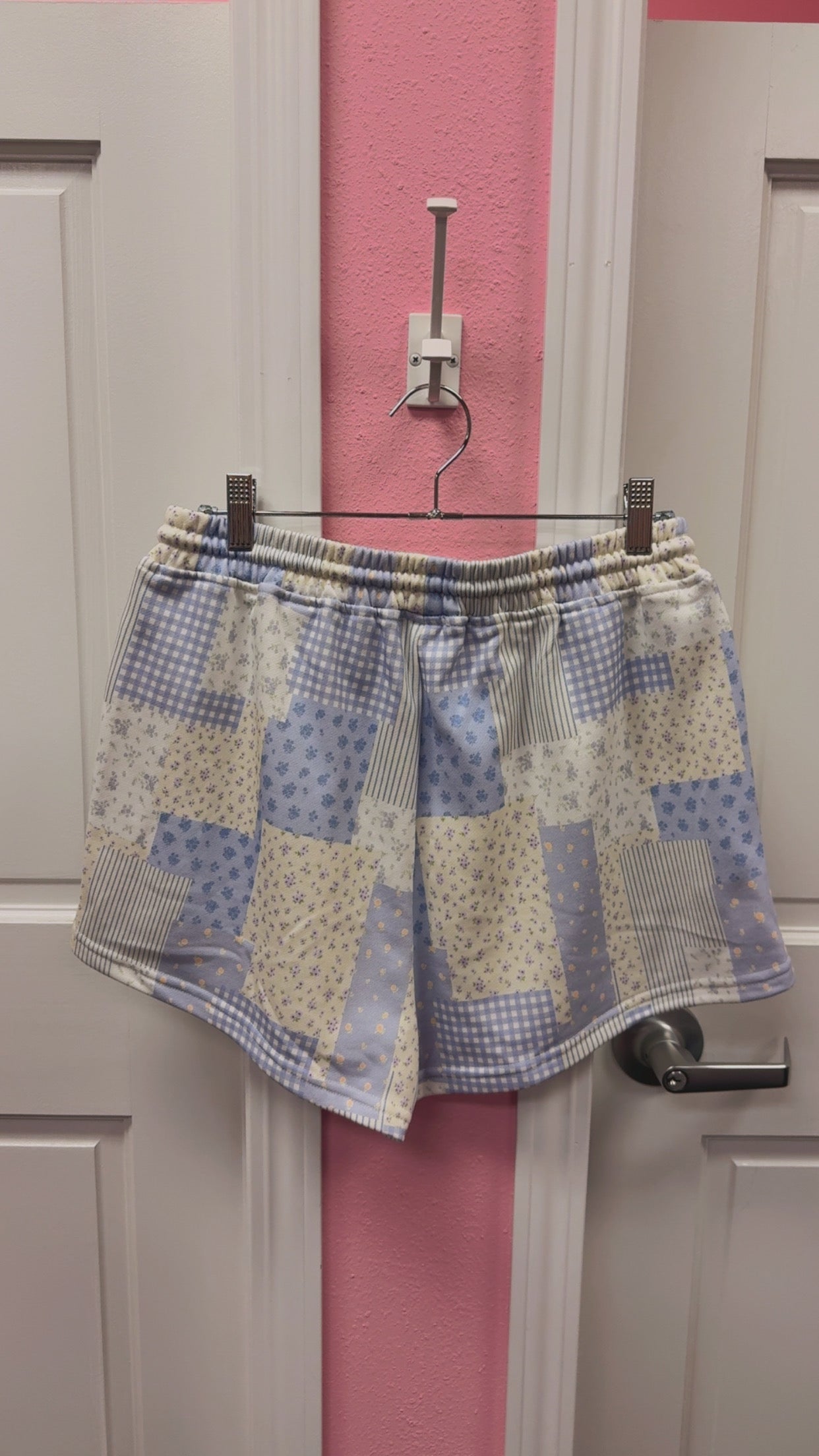 CourtJThrifts Le Lis Quilted Blue Embroidered Sweat Shorts