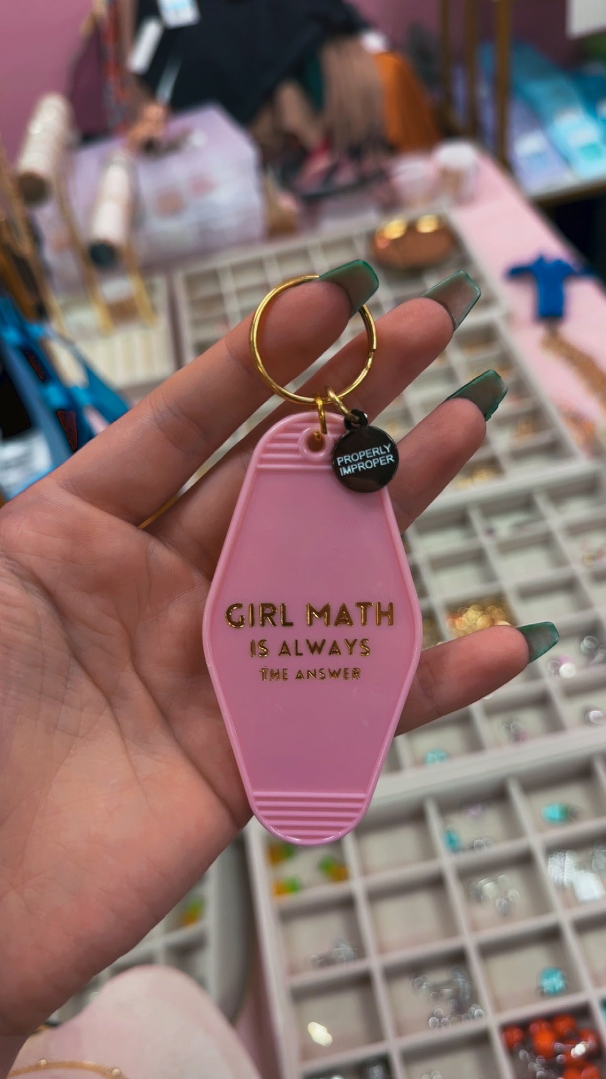 Perfectly Improper Motel Keychain- “Girl Math is always the answer”