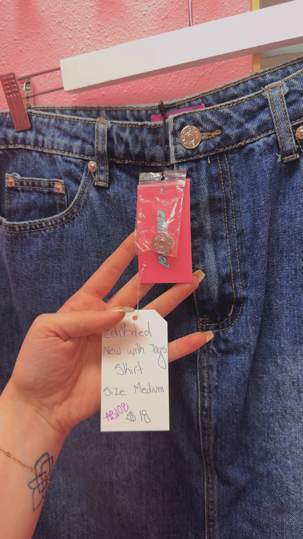 Edikted NWT MIDI Denim Skirt Size Medium