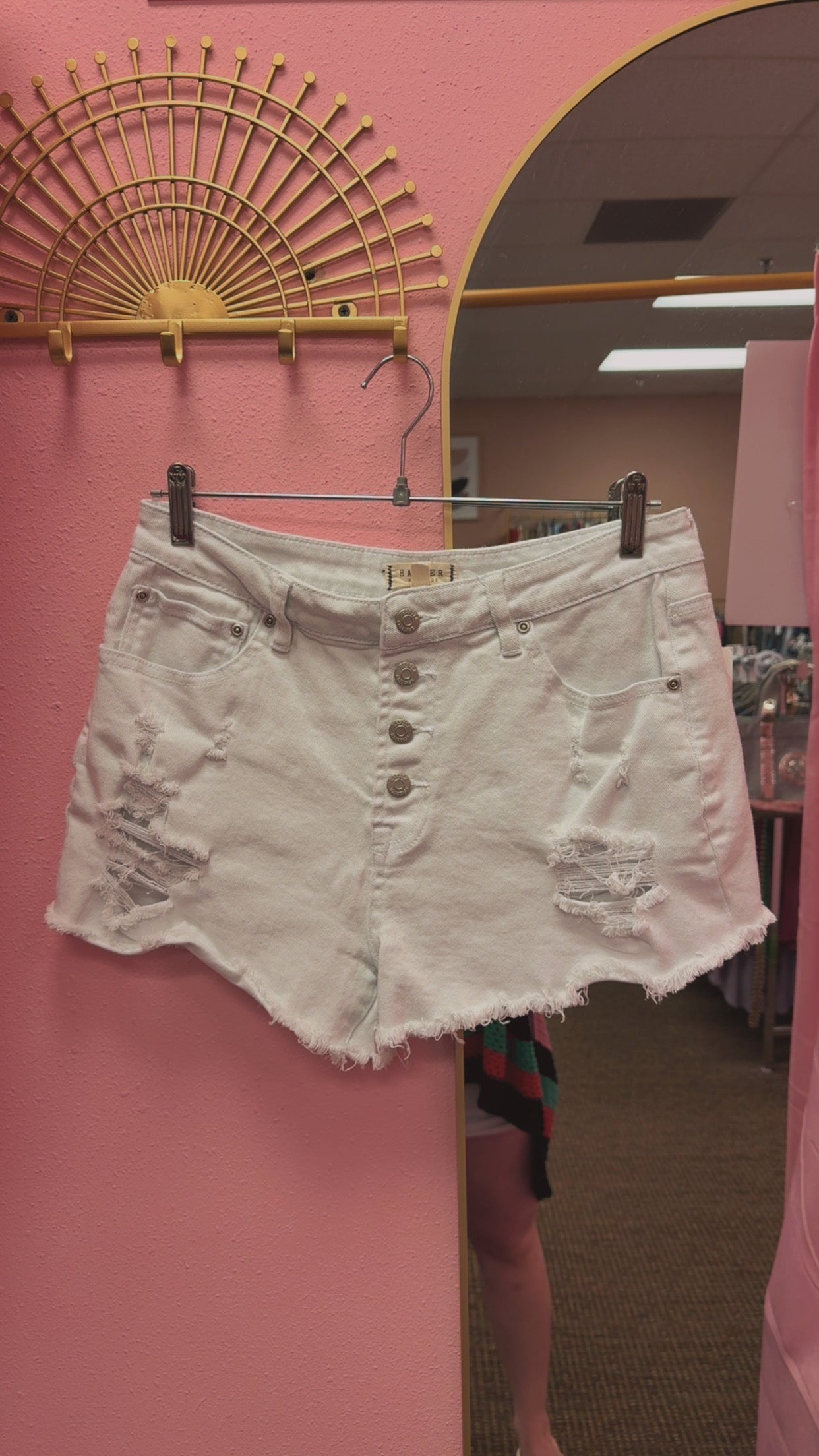 Francesca’s Harper Heritage Distressed Shorts Size 30