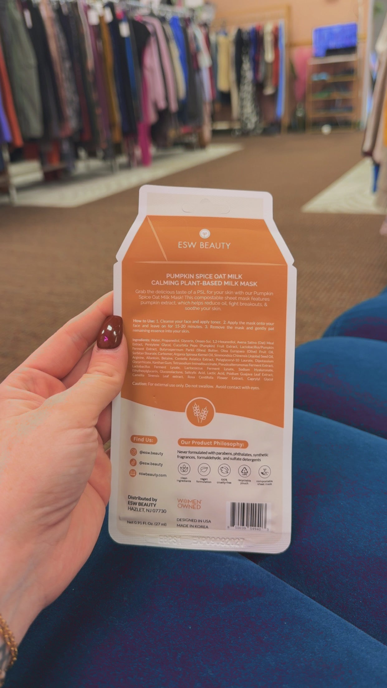 ESW Beauty Pumpkin Spice Oat Milk Face Mask- Calming