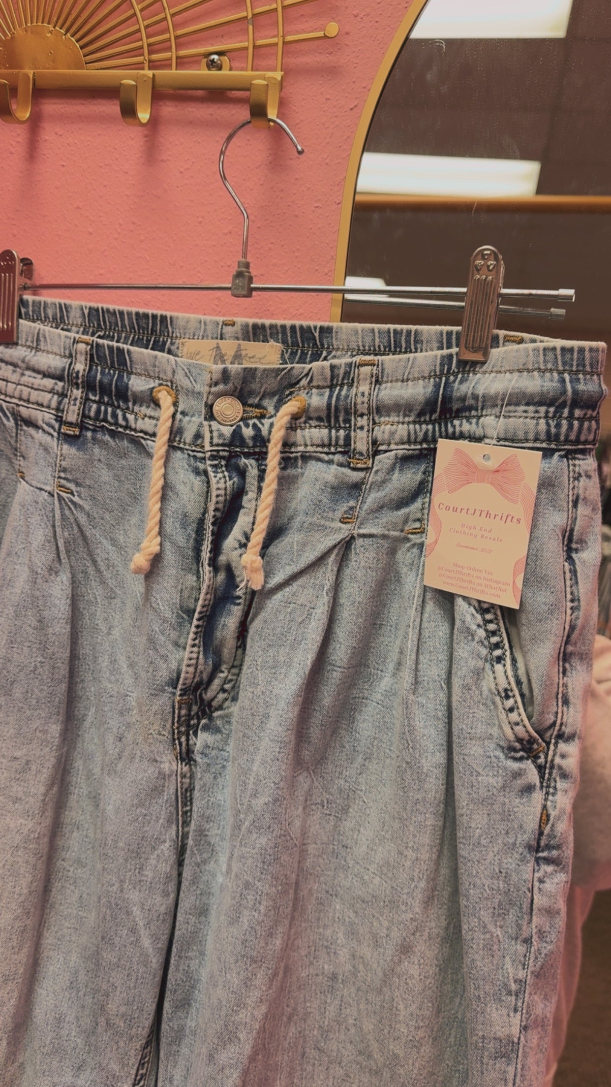 Free People Button Fly Baggy Denim Pants Size Medium