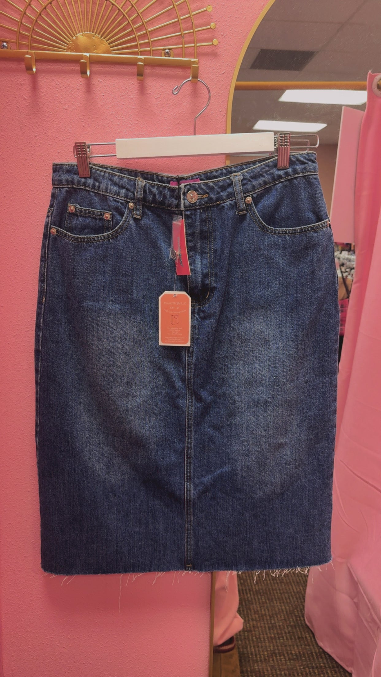 Edikted NWT MIDI Denim Skirt Size Medium