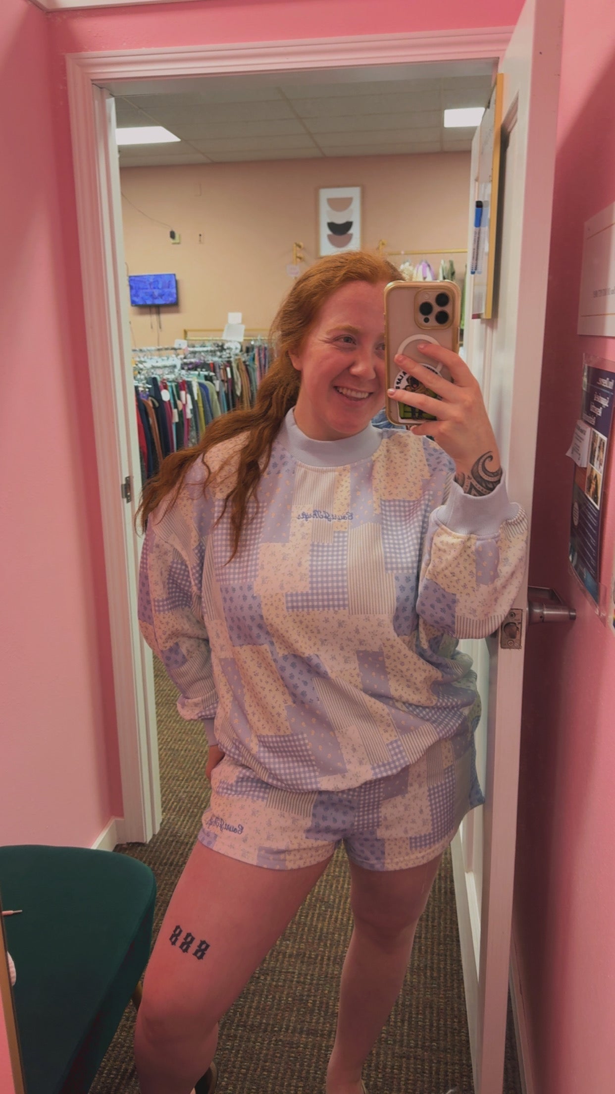 CourtJThrifts Le Lis Quilted Blue Embroidered Mockneck