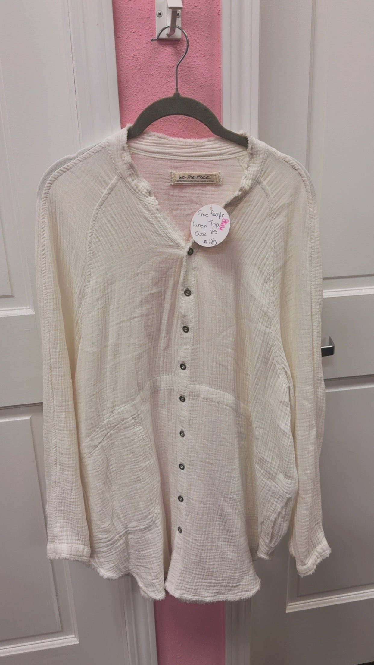 Free People “We The Free” Boho Flowy Linen Style Top Size XS