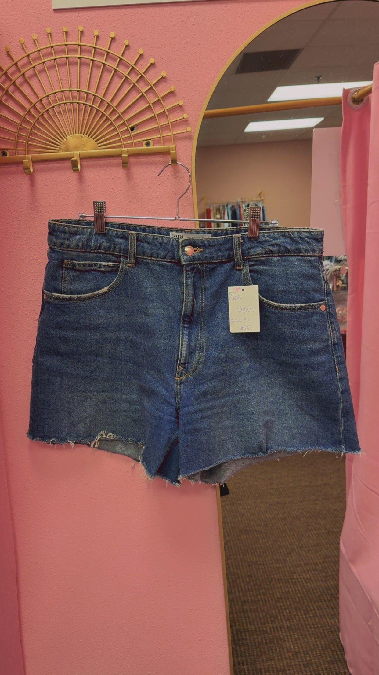 Zara High Rise Dark Wash Denim Shorts Size 10