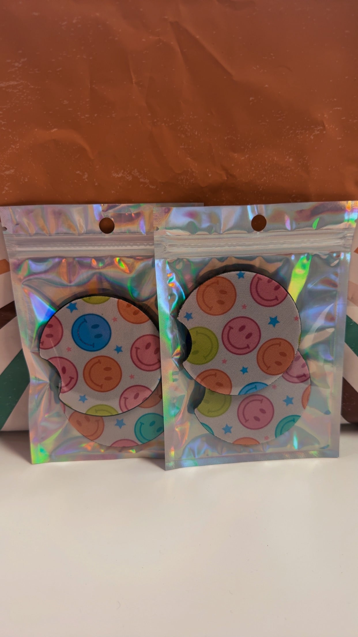Car Coasters- Colorful Smilies