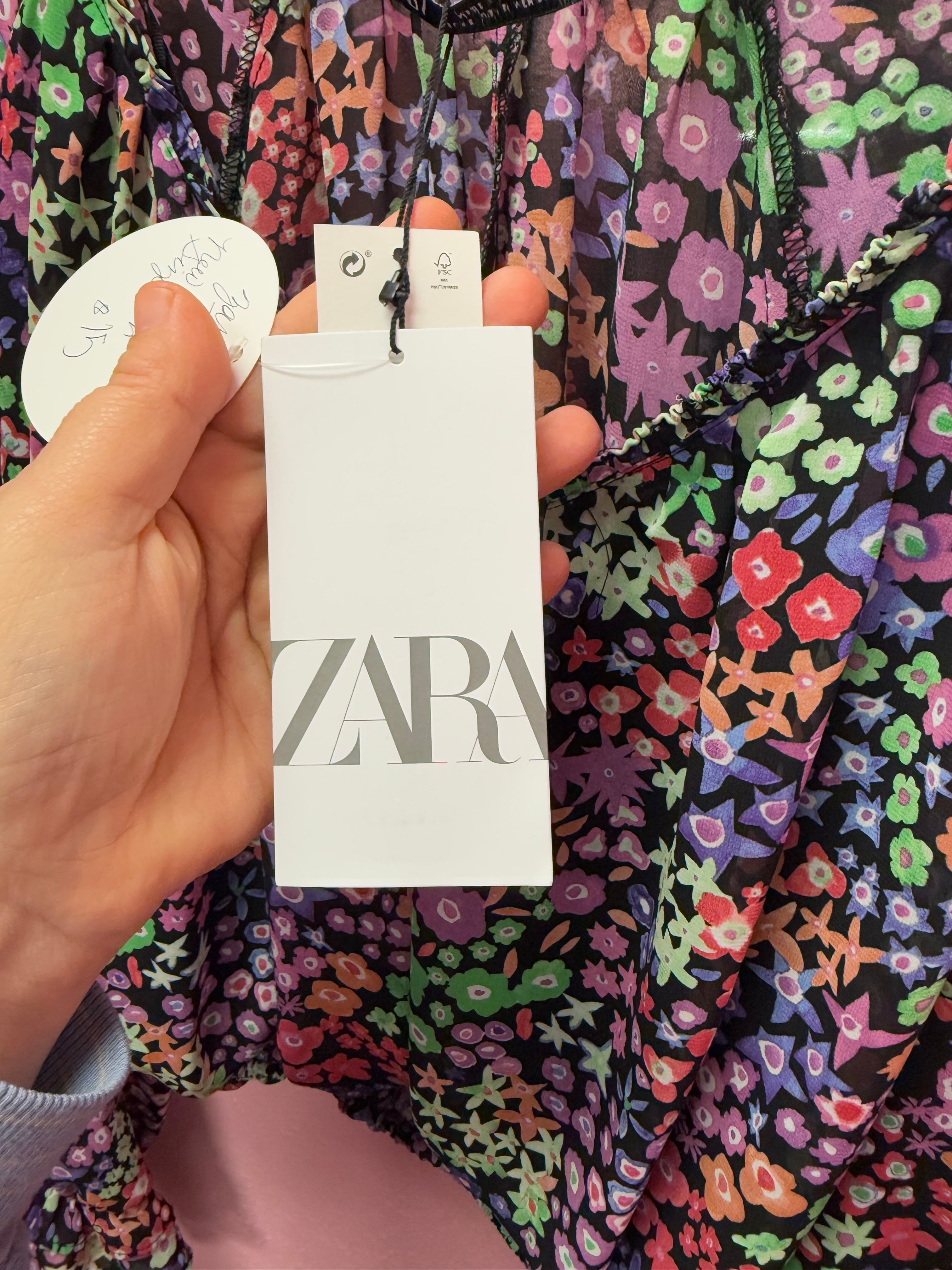 ZARA NWT Long Sleeve Floral Top Size Small