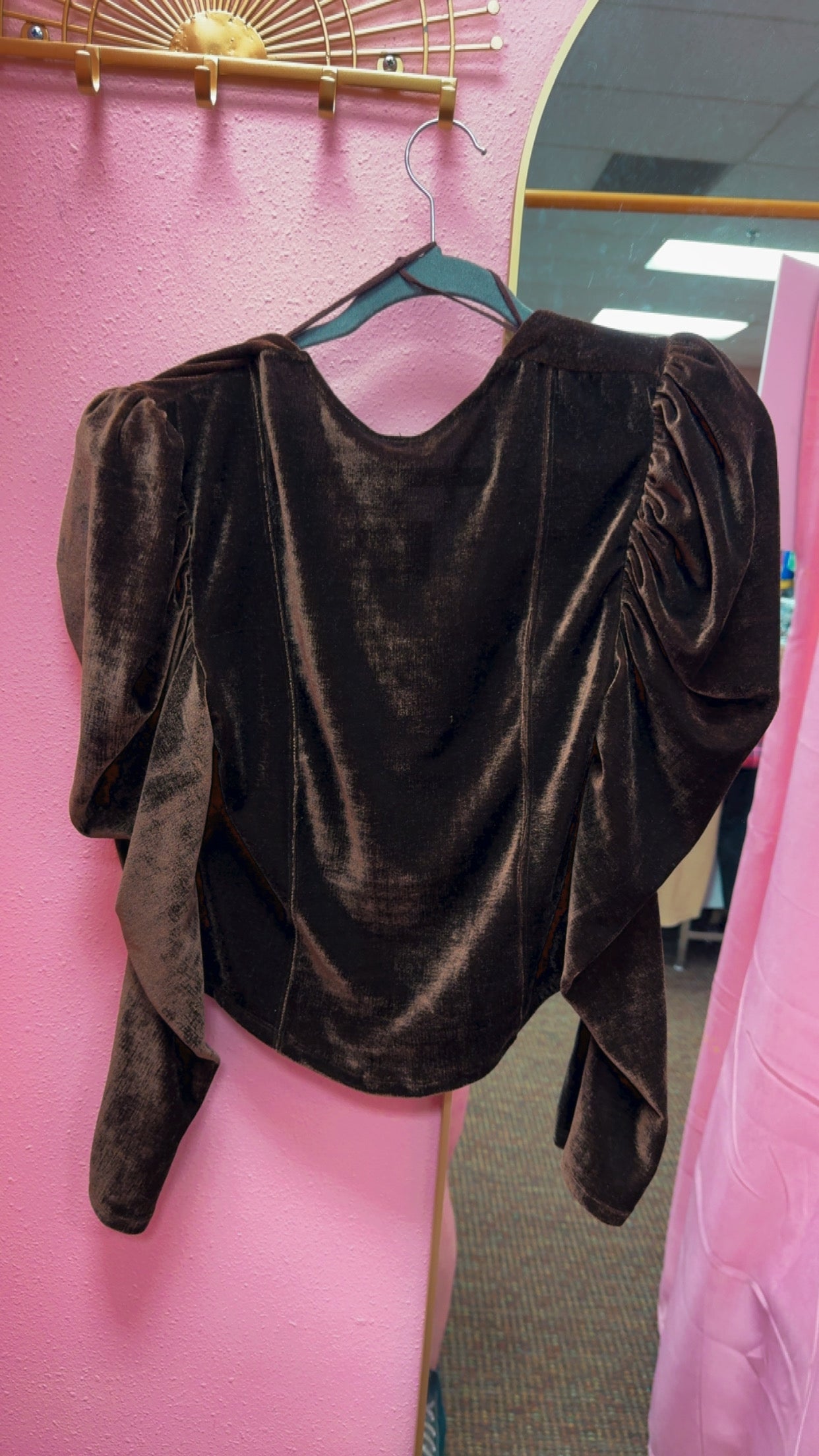 Free People Brown Velour Top Size Medium