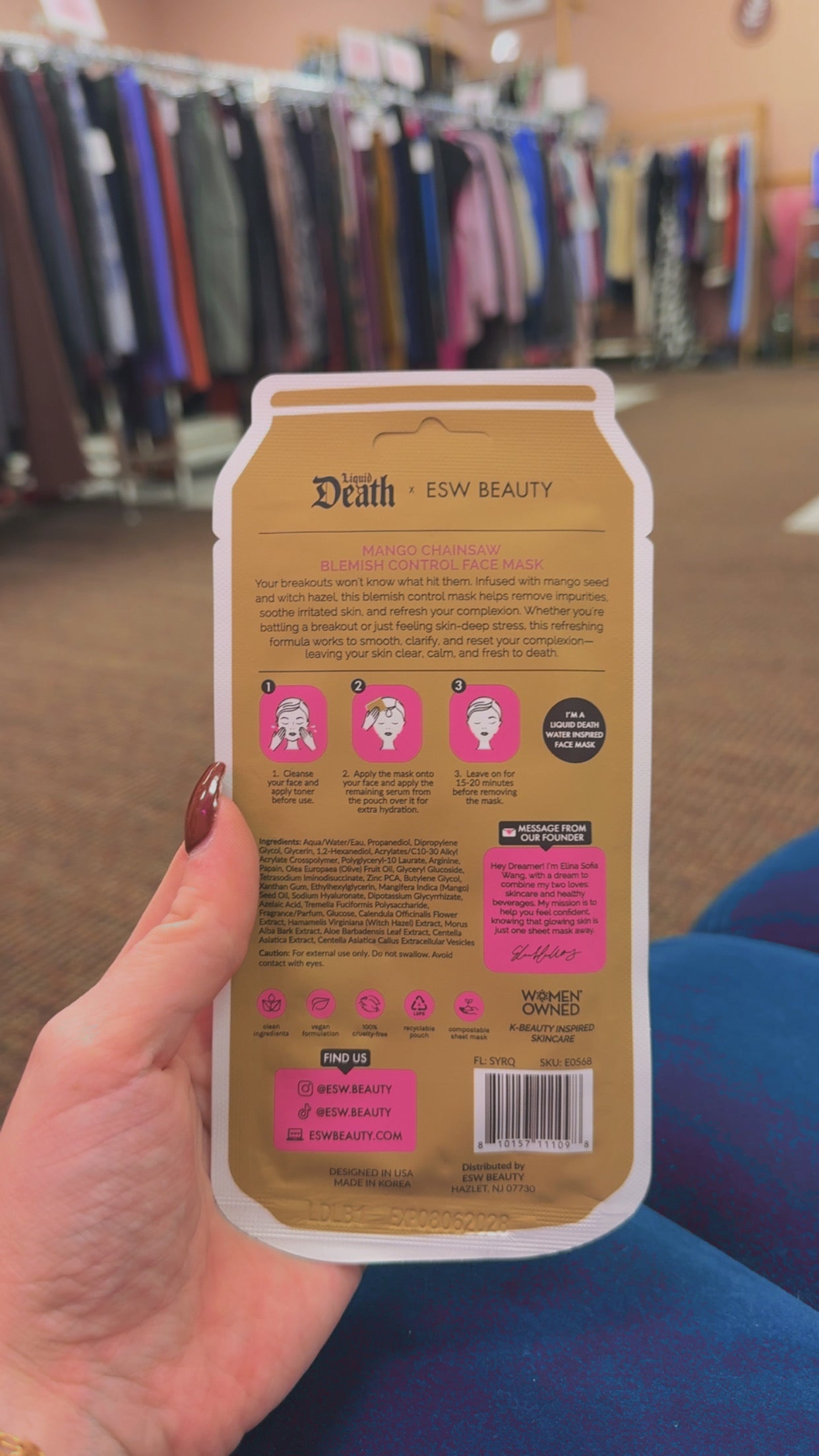 ESW Beauty x Liquid Death Face Mask- Mango Chainsaw - Blemish Control