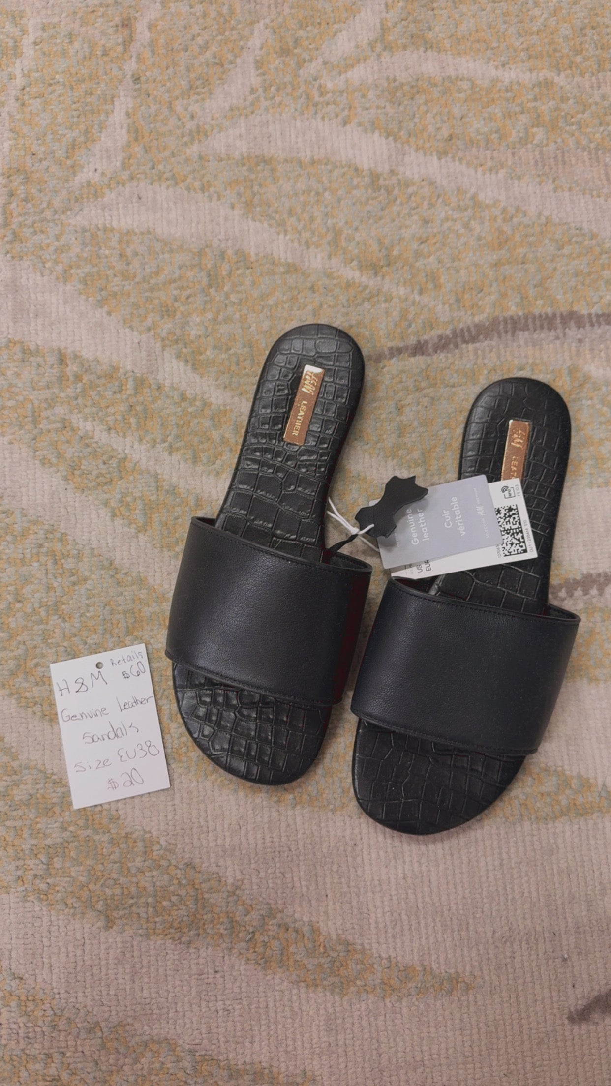 H&M NEW WITH TAGS Genuine Leather Sandals Size EU38