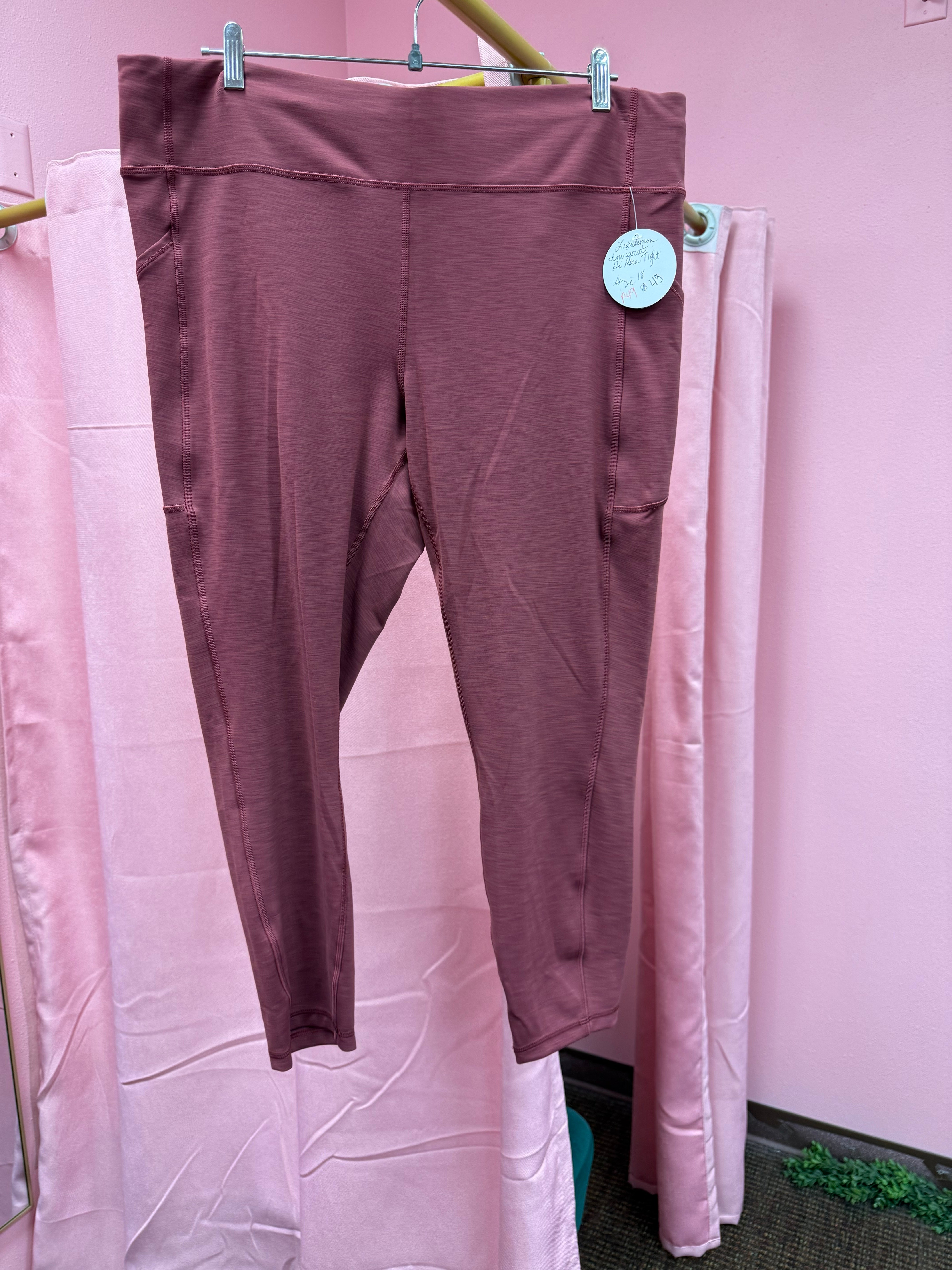 Lululemon Invigorate High Rise Leggings With Pockets Size 18