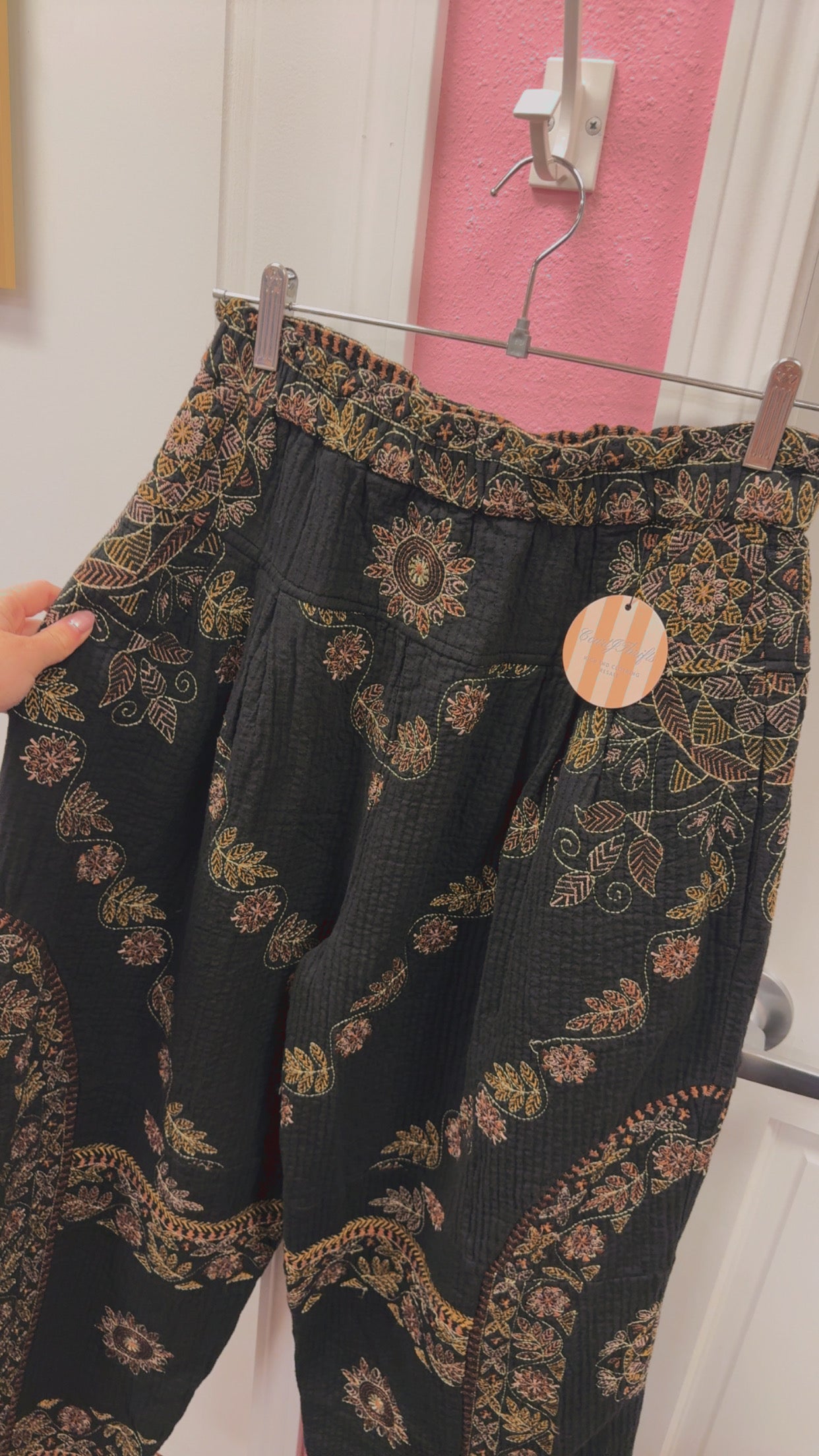 Free People Boho Embroidered Pants Size Small