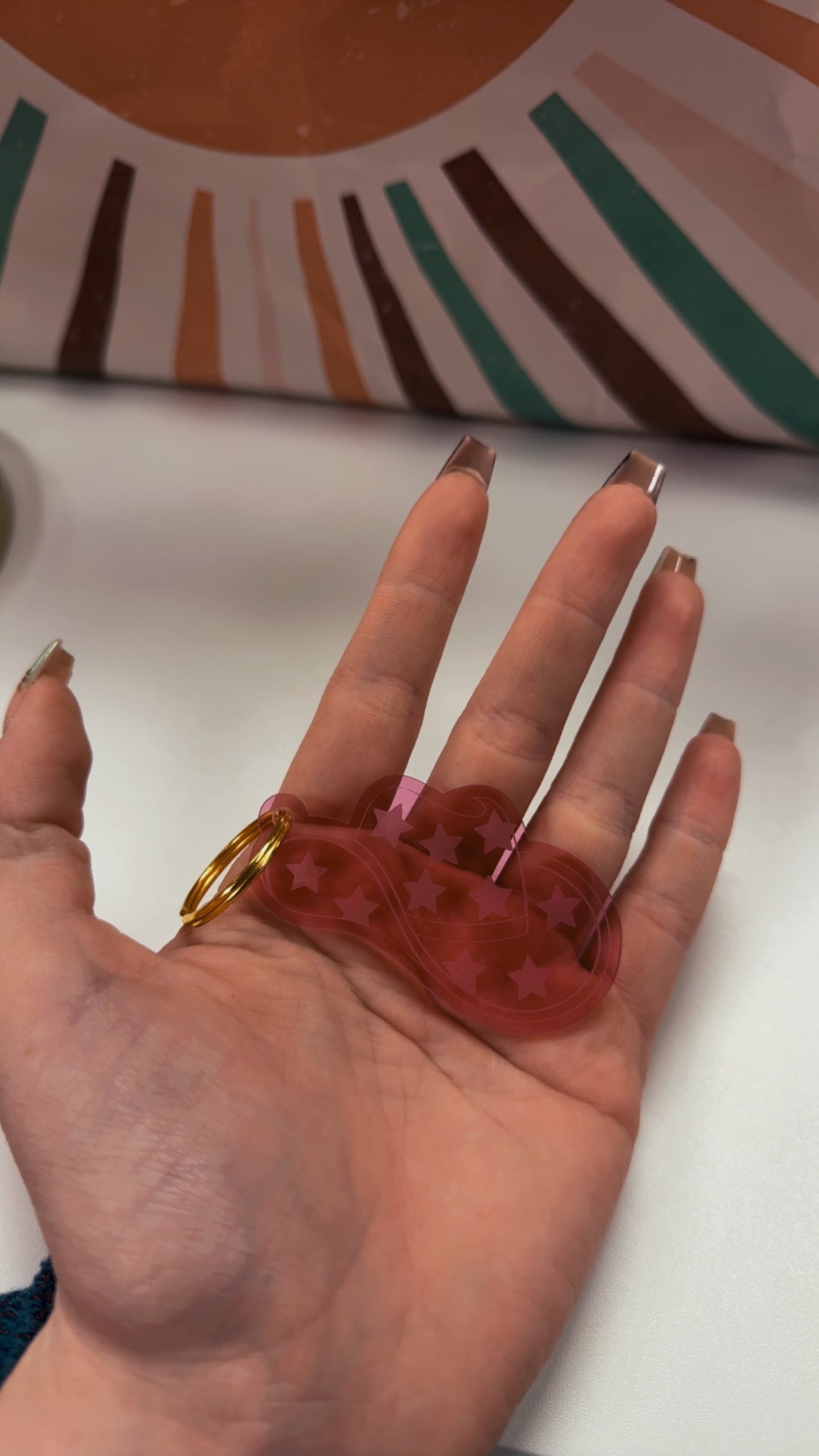 Gone West Pink Cowboy Hat Acrylic Keychain