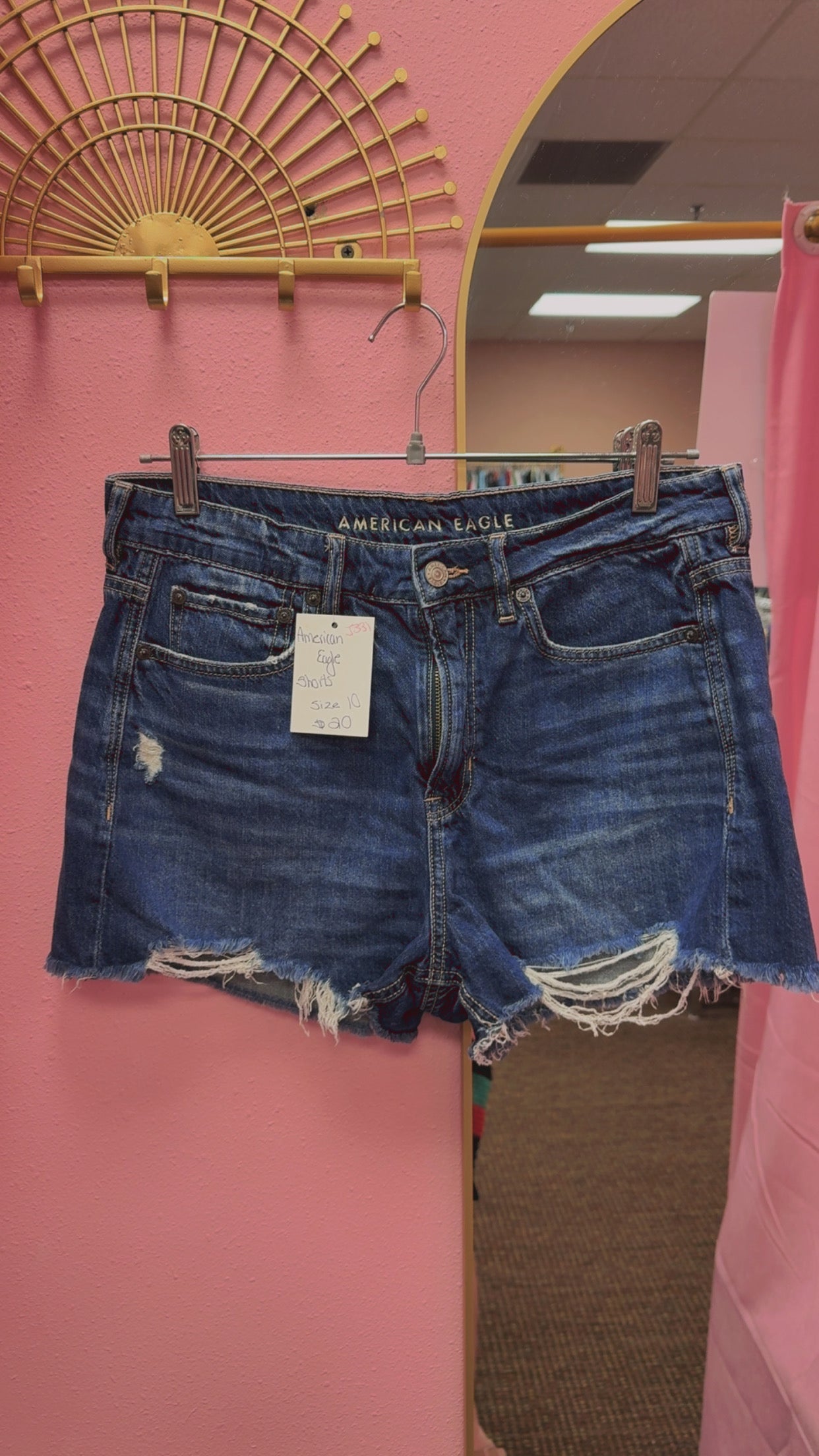 American Eagle Distressed Dark Wash Shorts Size 10