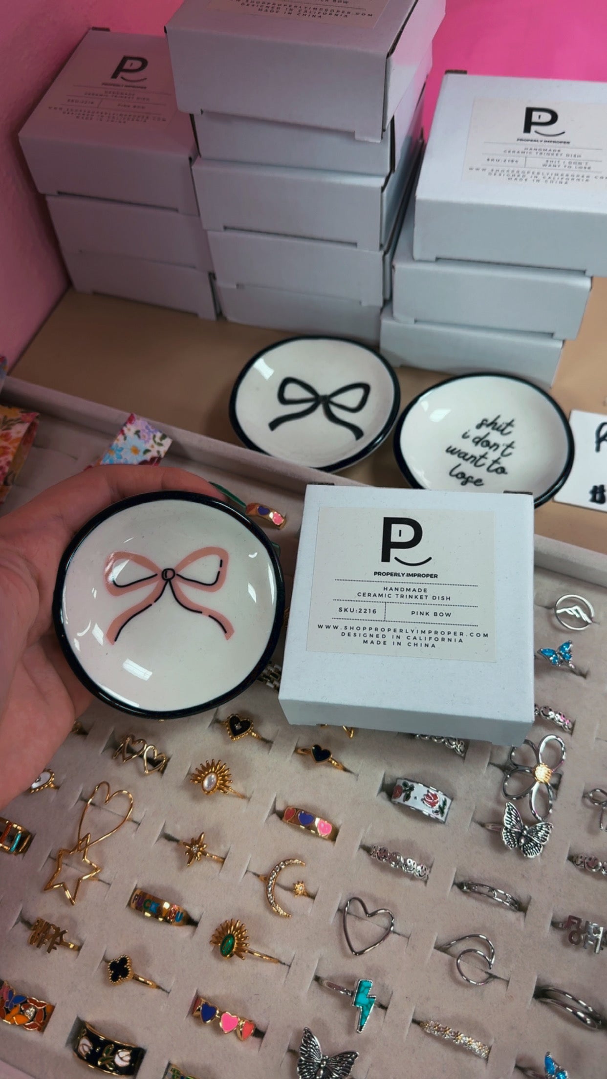 Properly Improper Trinket Dish- Pink Coquette Bow