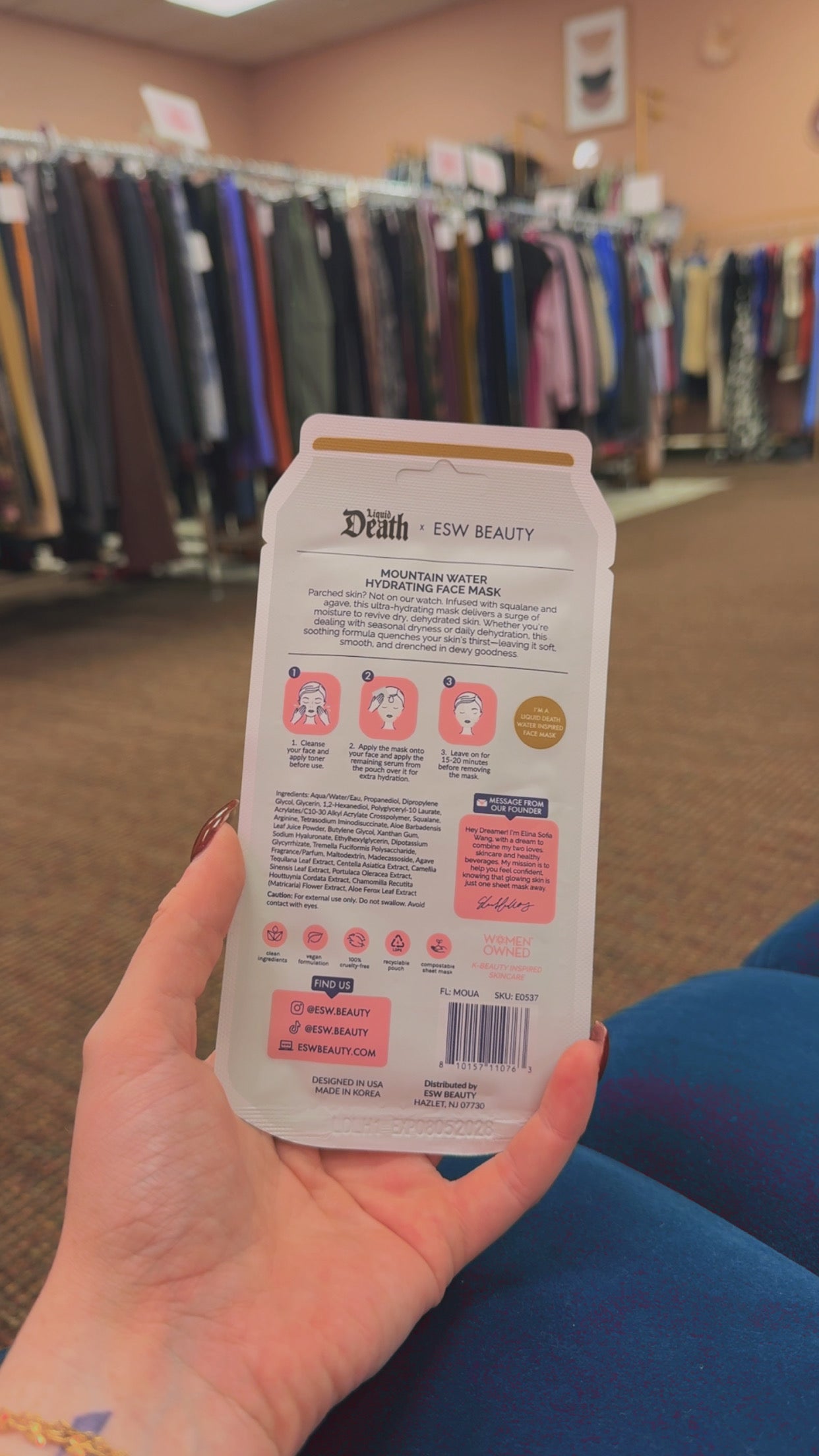 ESW Beauty x Liquid Death Face Mask- Mountain Water- Hydrating