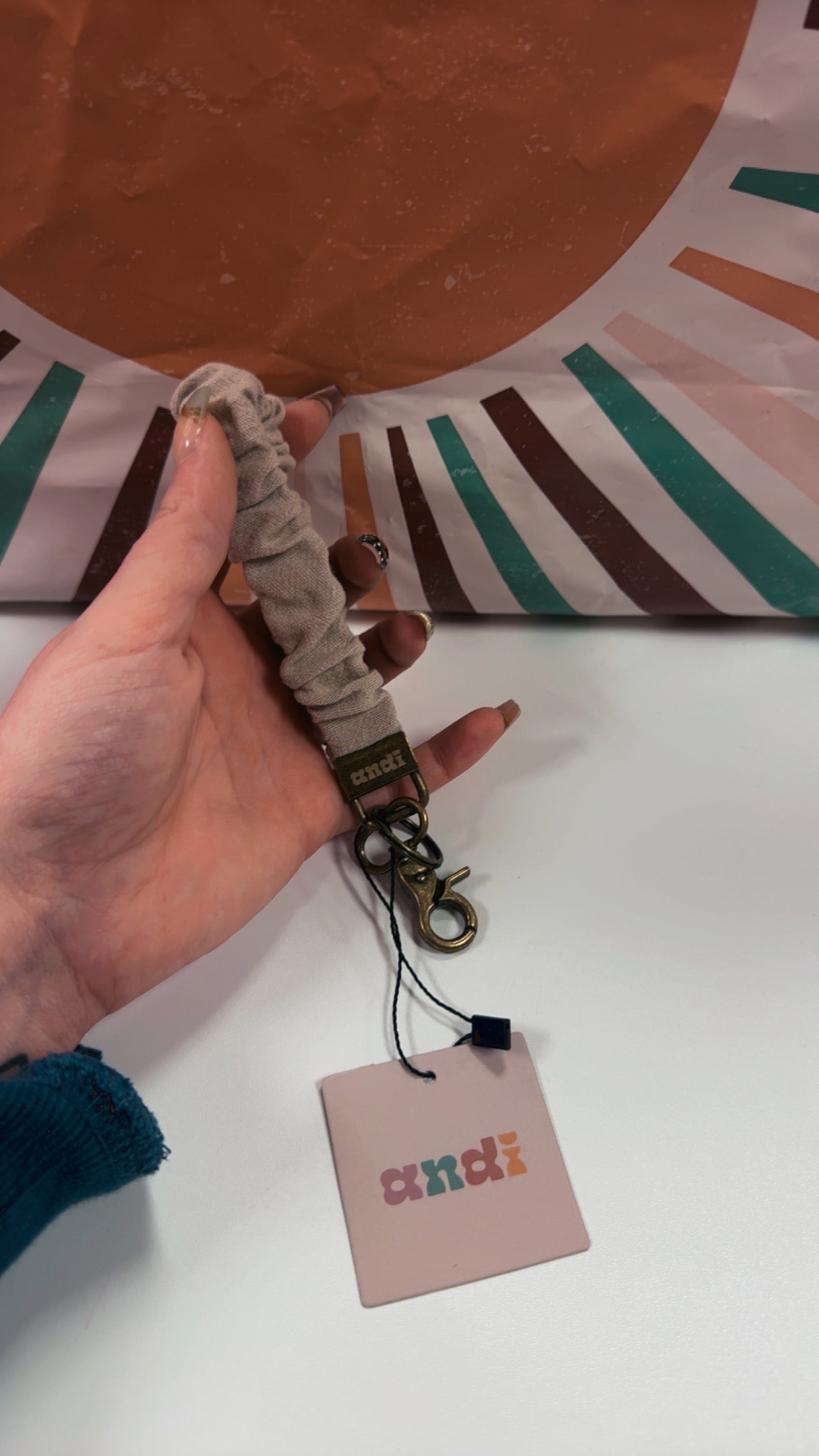 Shop Andi Wristlet Keychain- Taupe