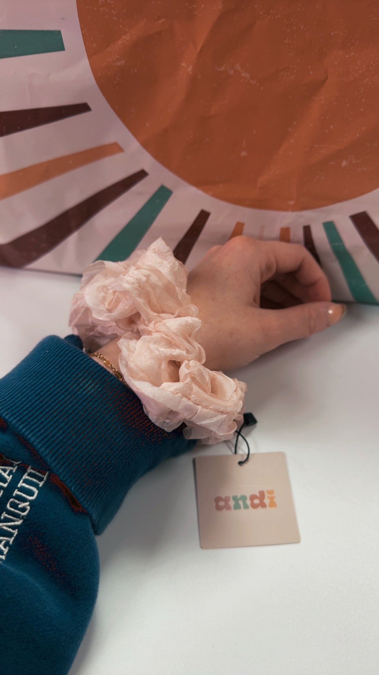 Shop Andi Oversized Pink Ruffle Scrunchi