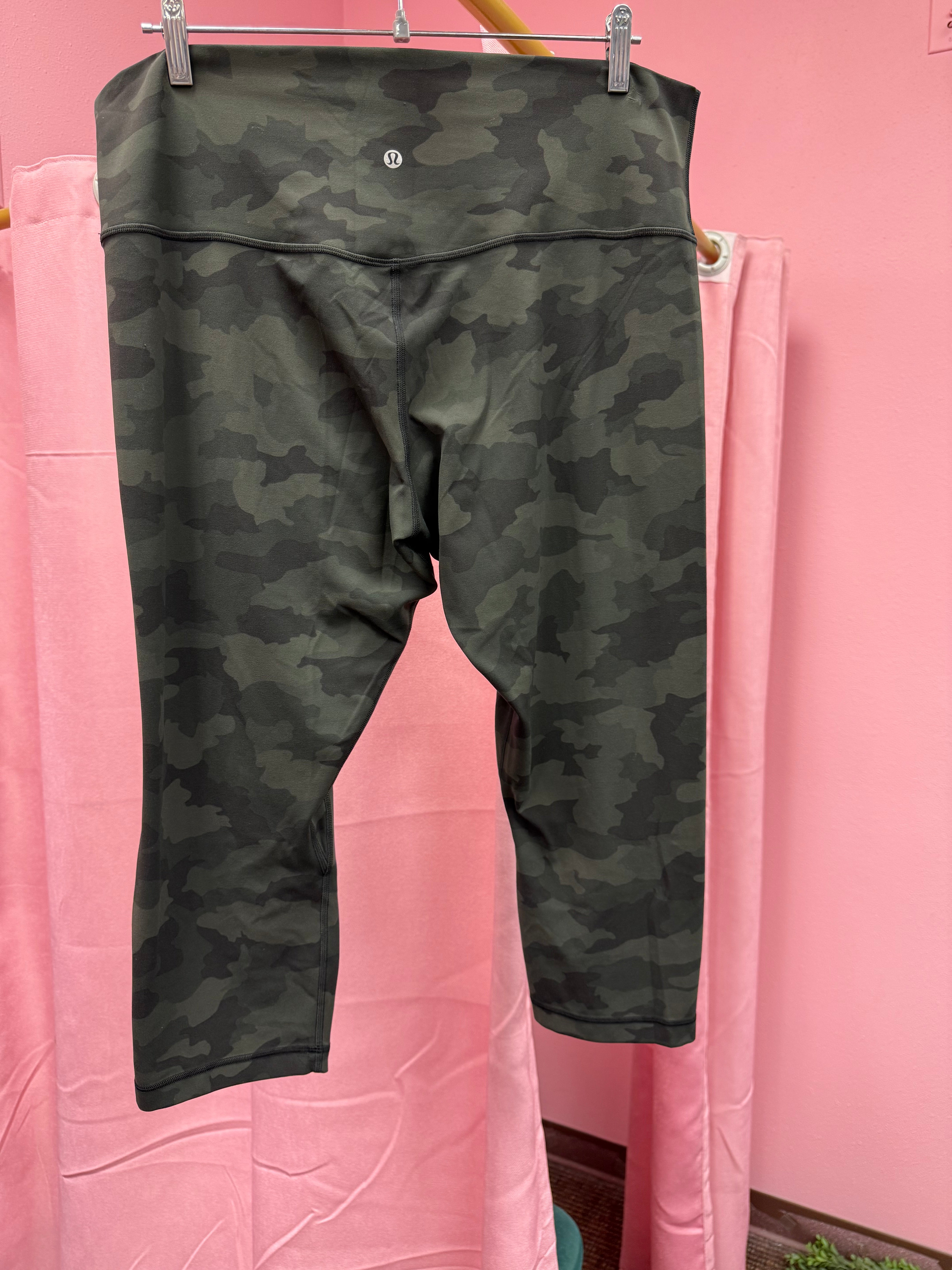Lululemon Align High Rise Crop Dark Olive Camo Size 18