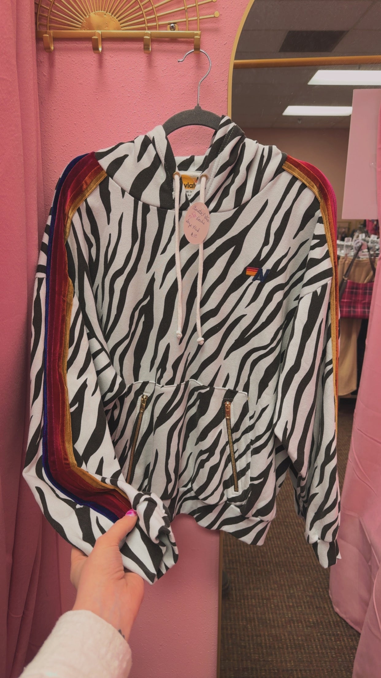 Aviator Nation Zebra Hoodie Size Medium
