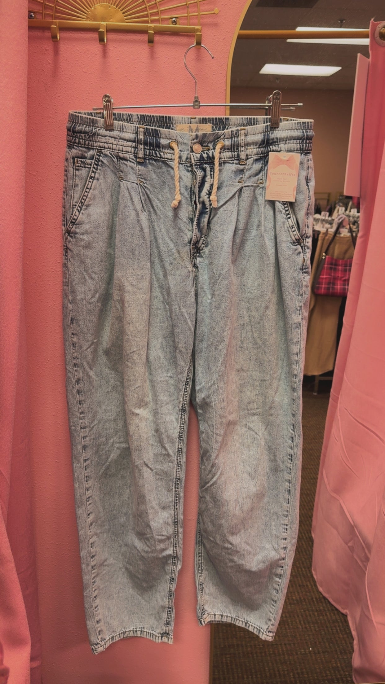 Free People Button Fly Baggy Denim Pants Size Medium