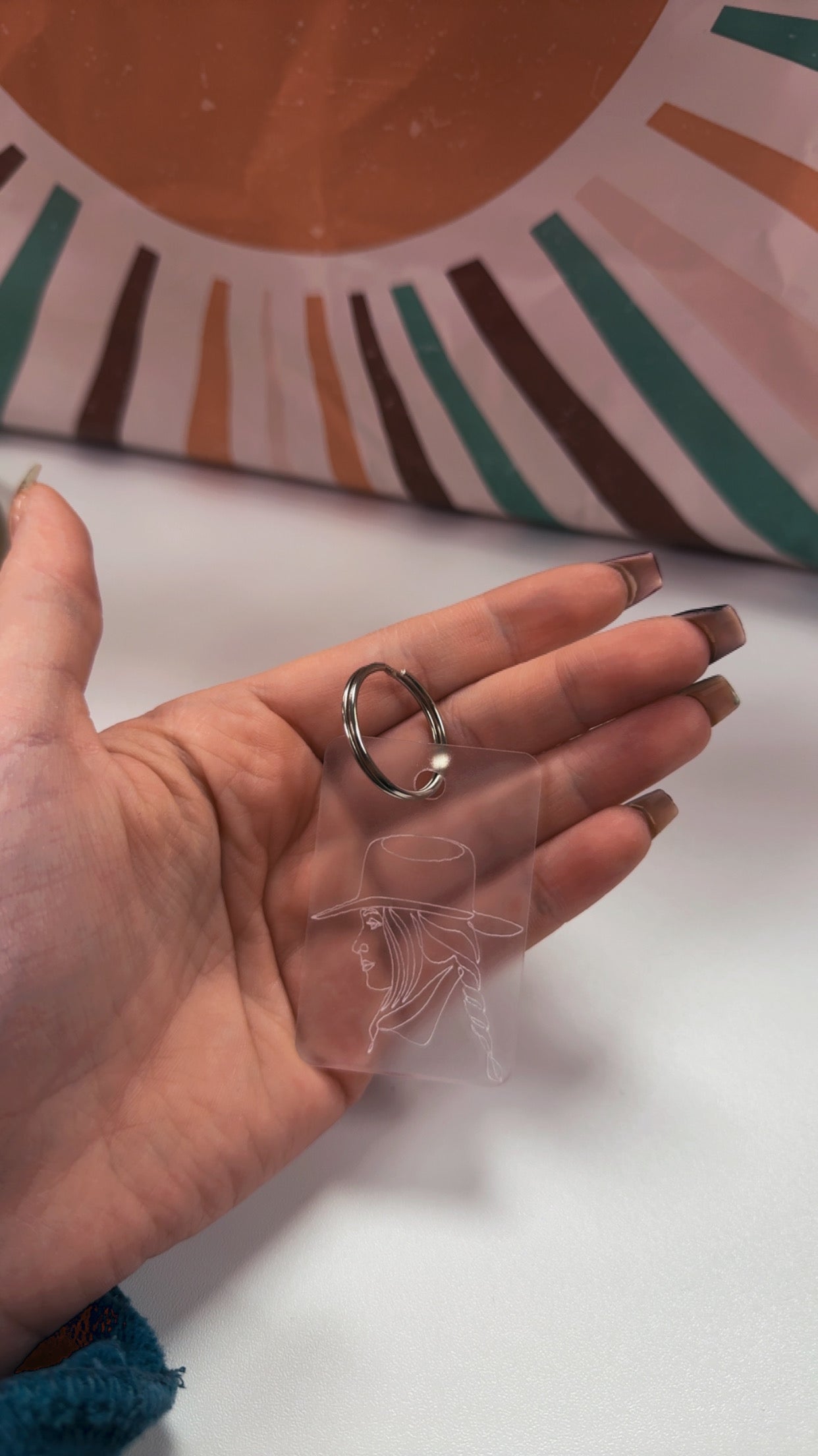 Gone West Cowgirl Acrylic Keychain