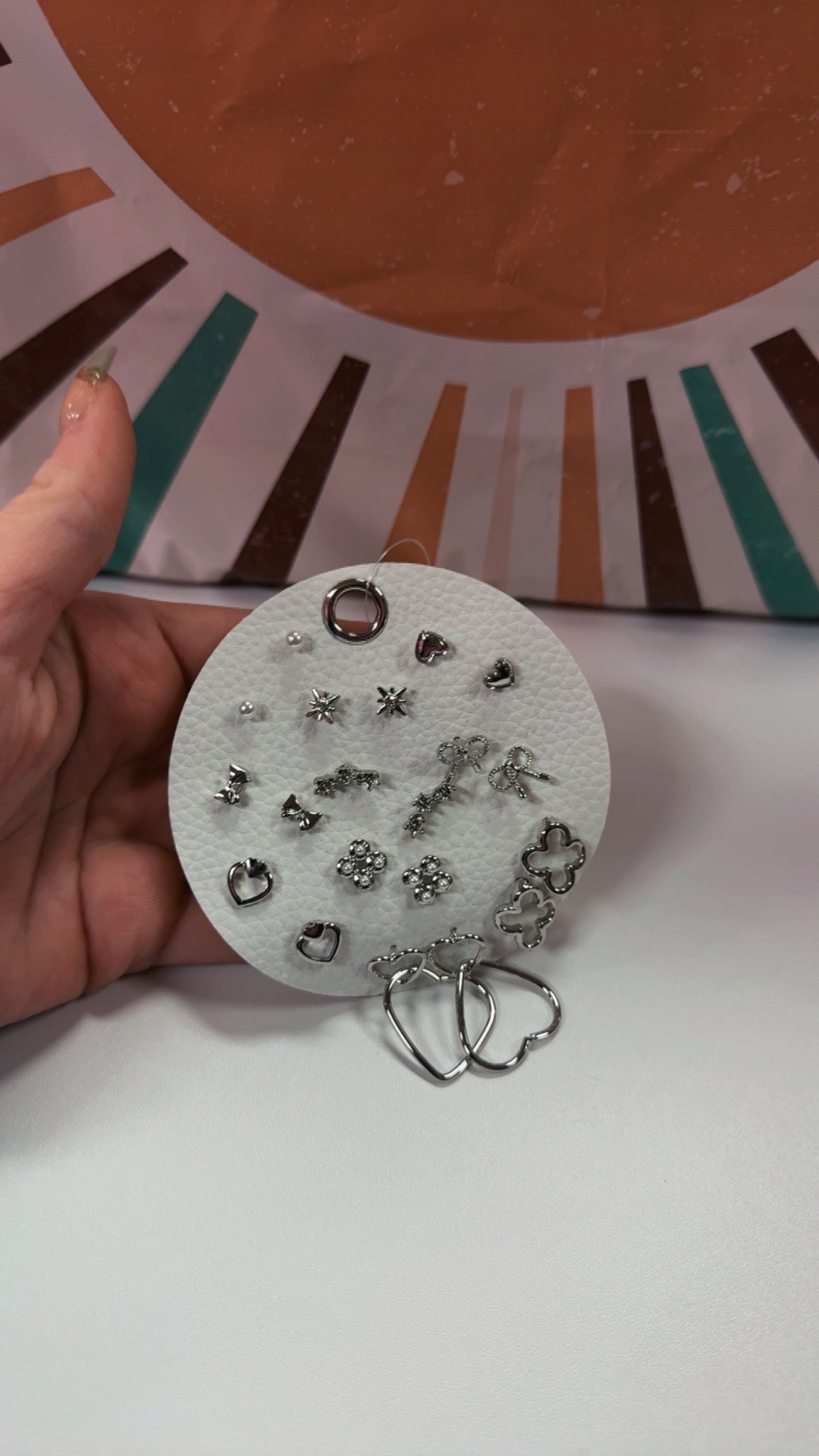 Silver 10pc Trefoil Earrings Set