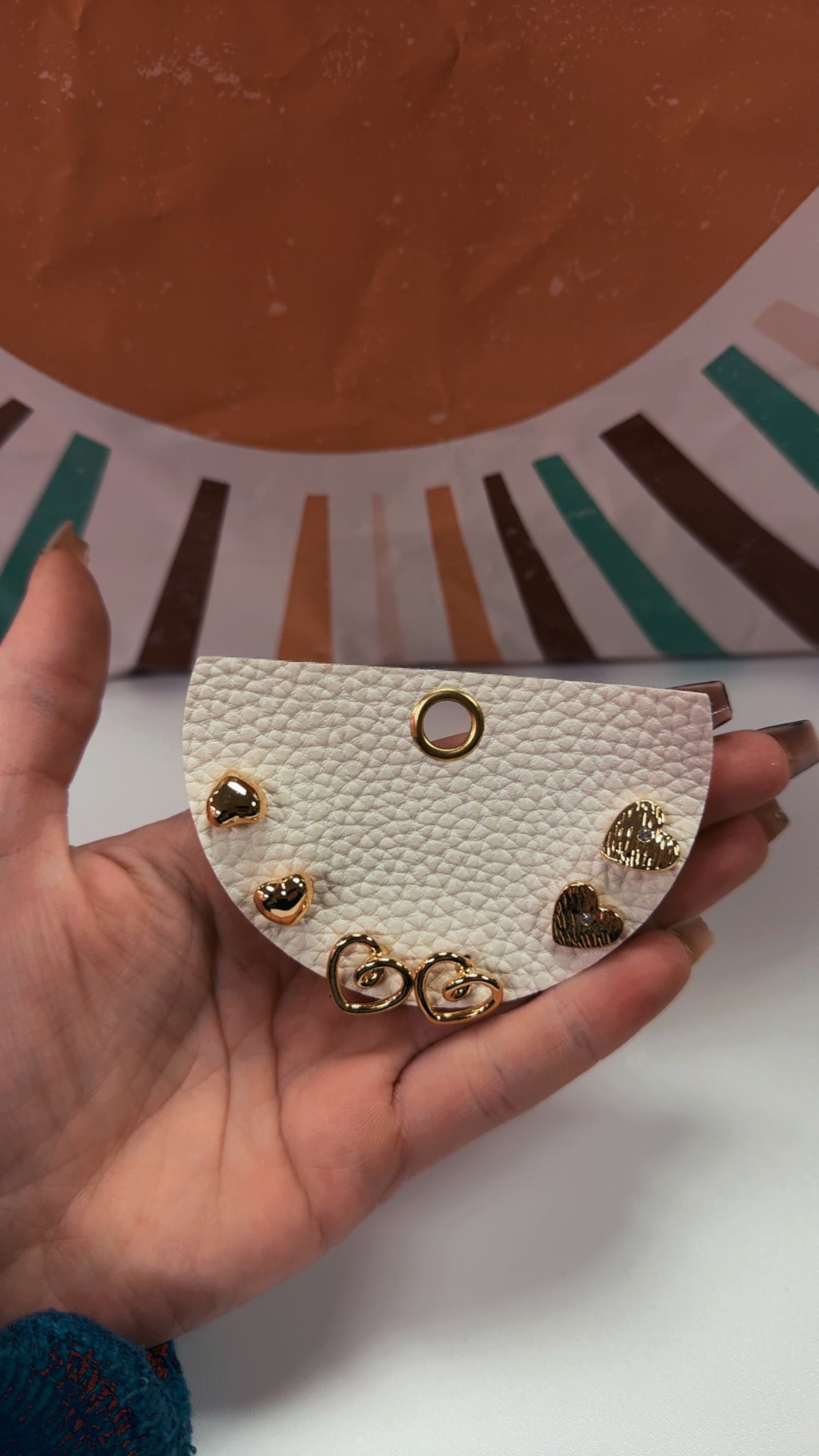 Gold 3pc Heart Stud Earrings Set