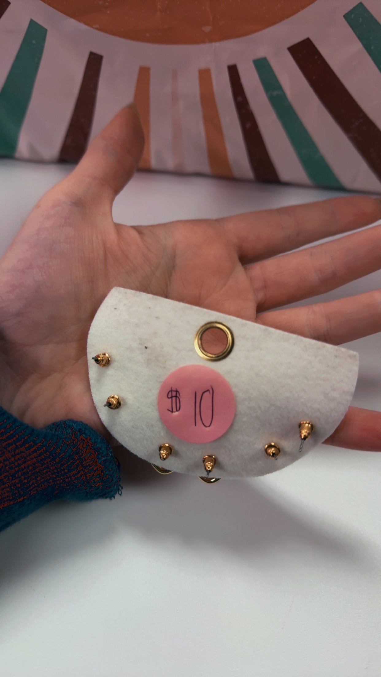 Gold 3pc Heart Stud Earrings Set