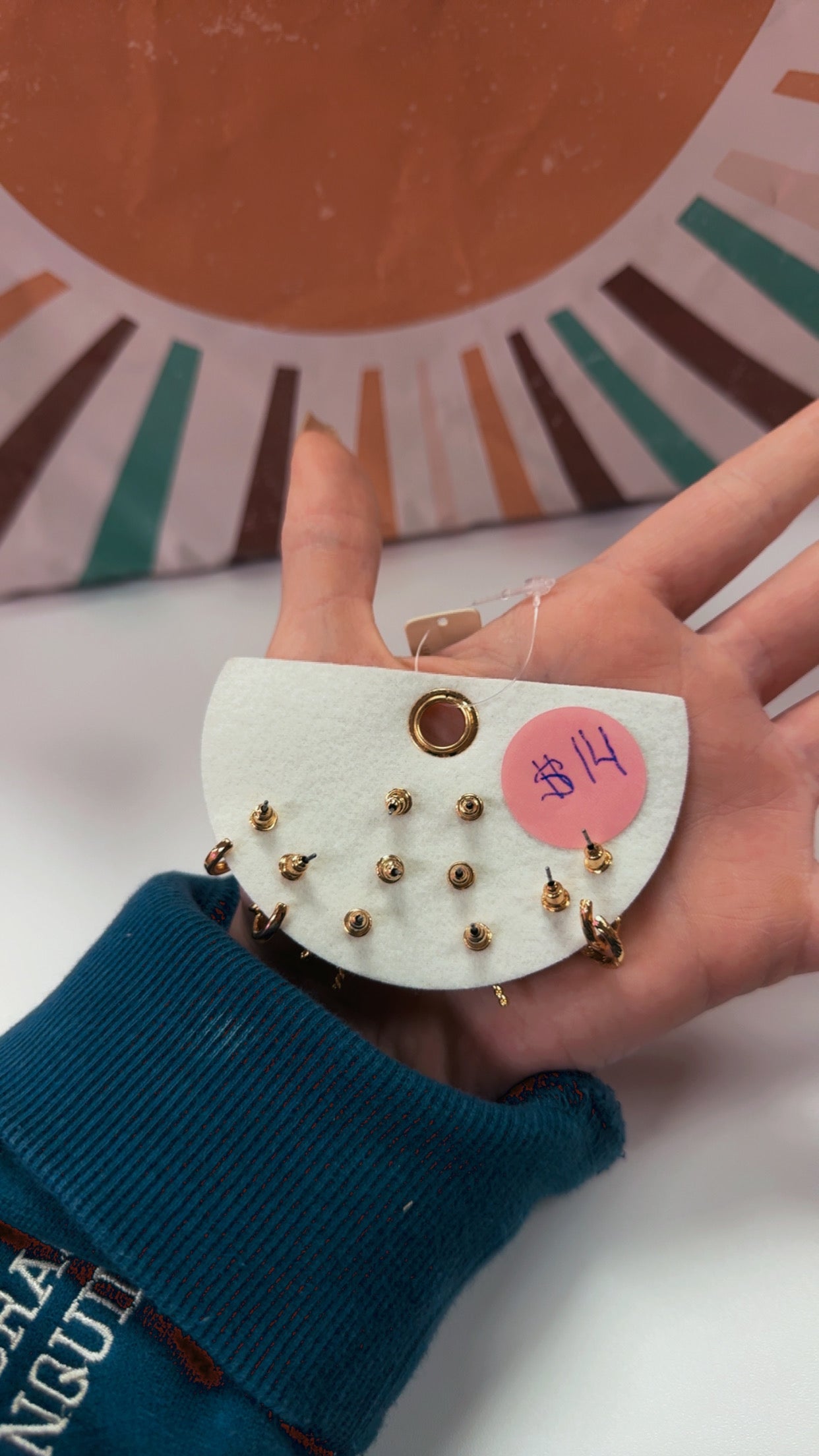 Gold 5pc Bow Stud Earrings Set