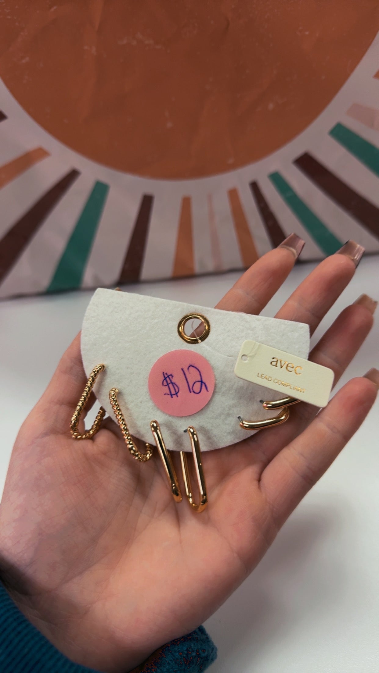 Gold Metallic 3pc Hoop Earrings Set