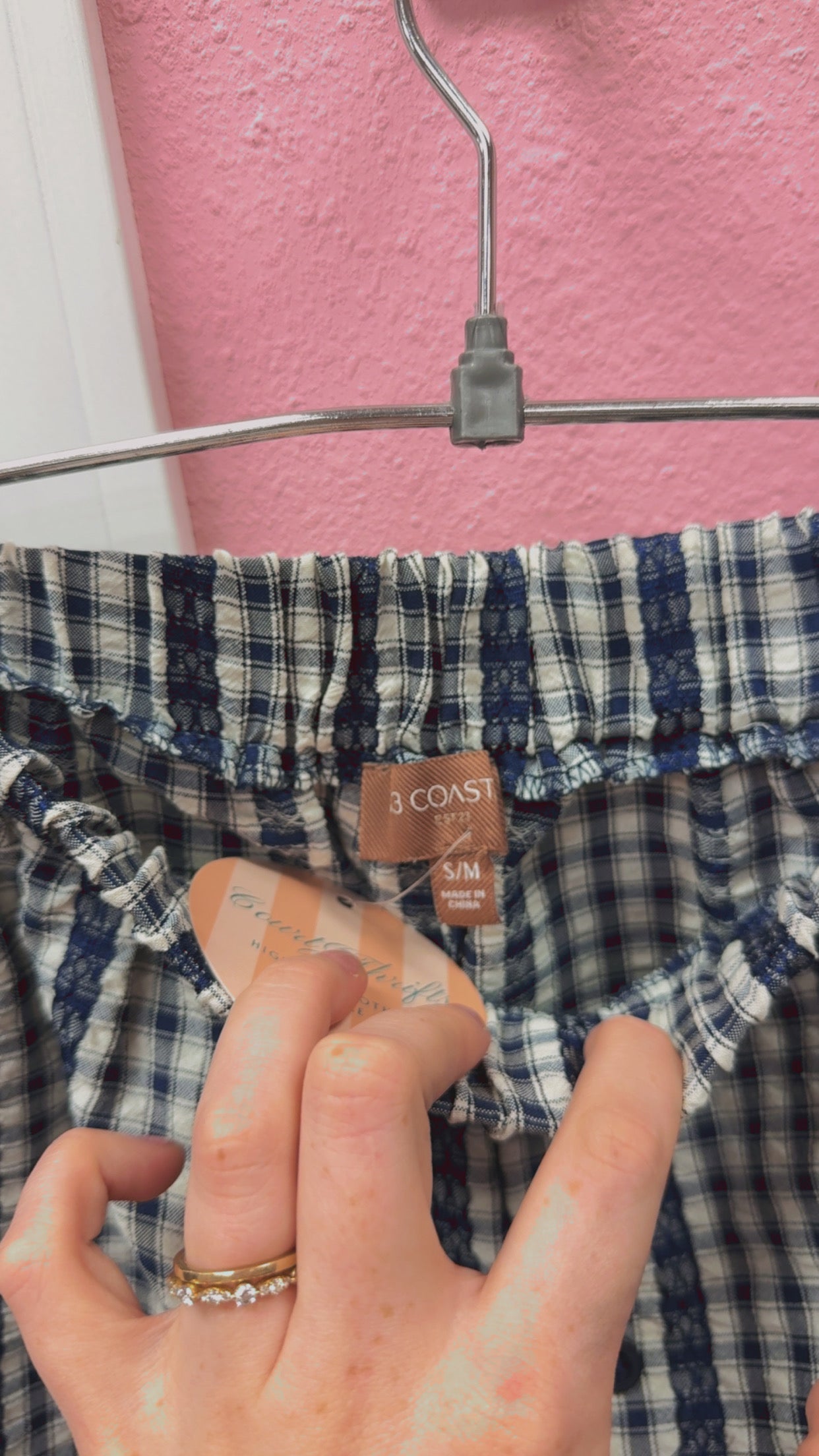 33 Coast Gingham & Lace Boxer Shorts Size S/M