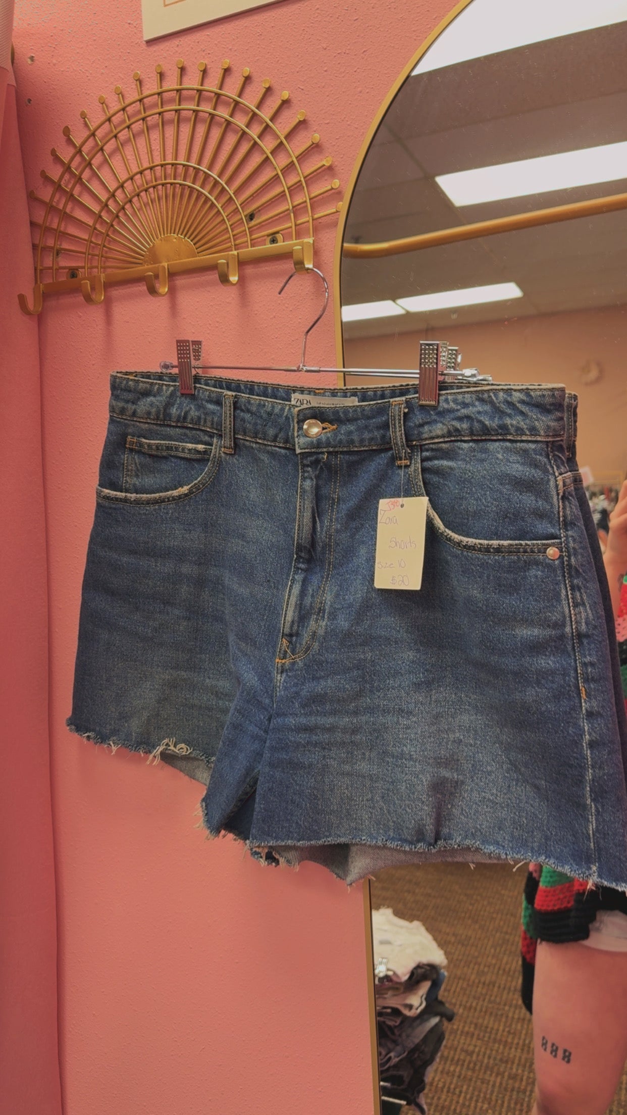 Zara High Rise Dark Wash Denim Shorts Size 10