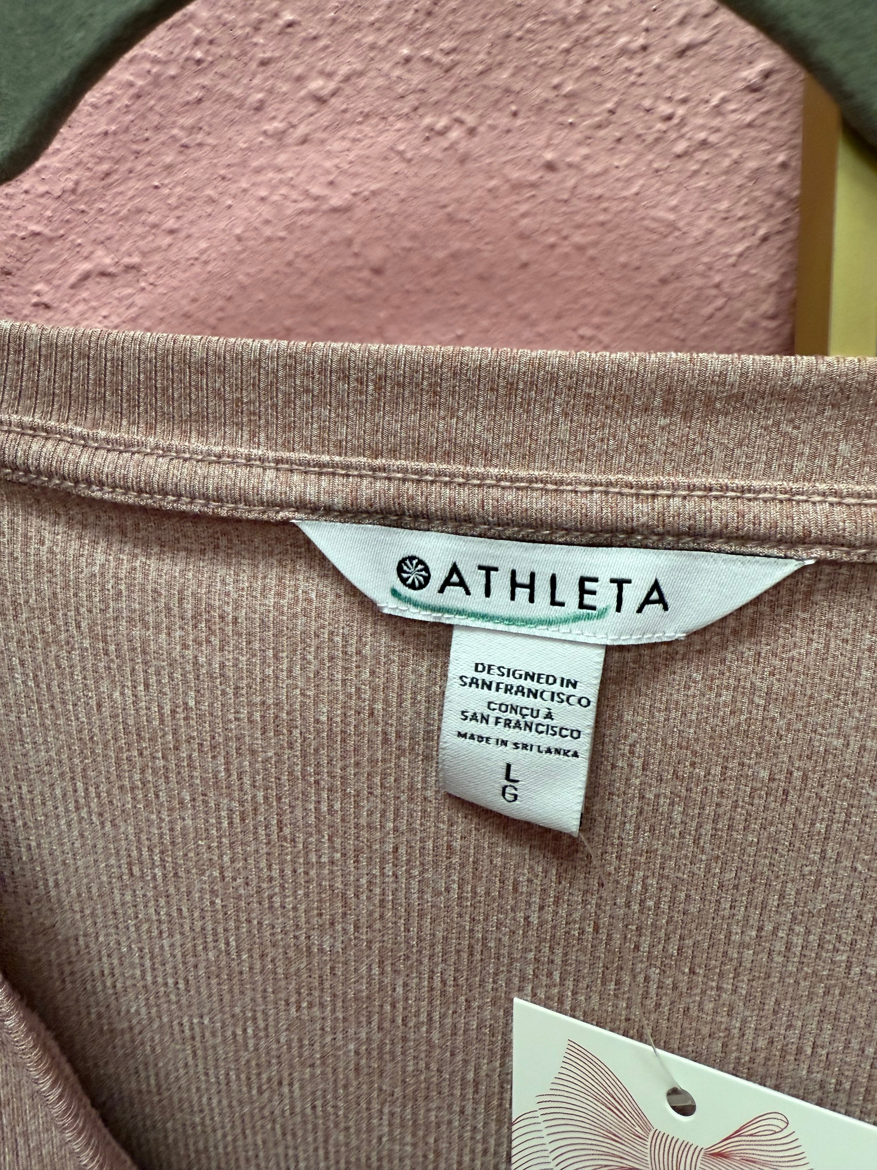 Athleta NWT “Uptempo Ribbed Henley Top” Size Large