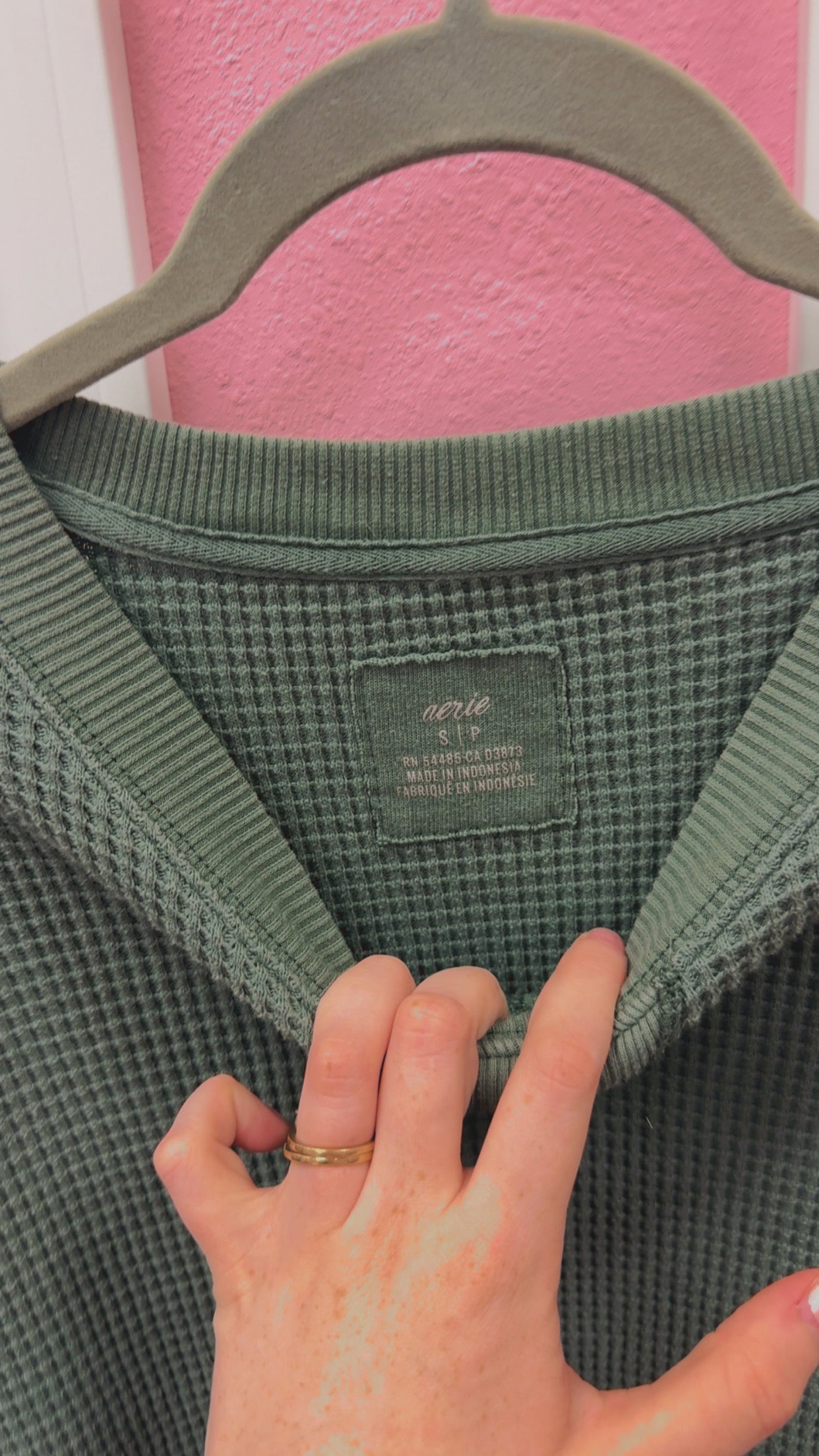 Aerie Waffle Knit Crewneck Size Small
