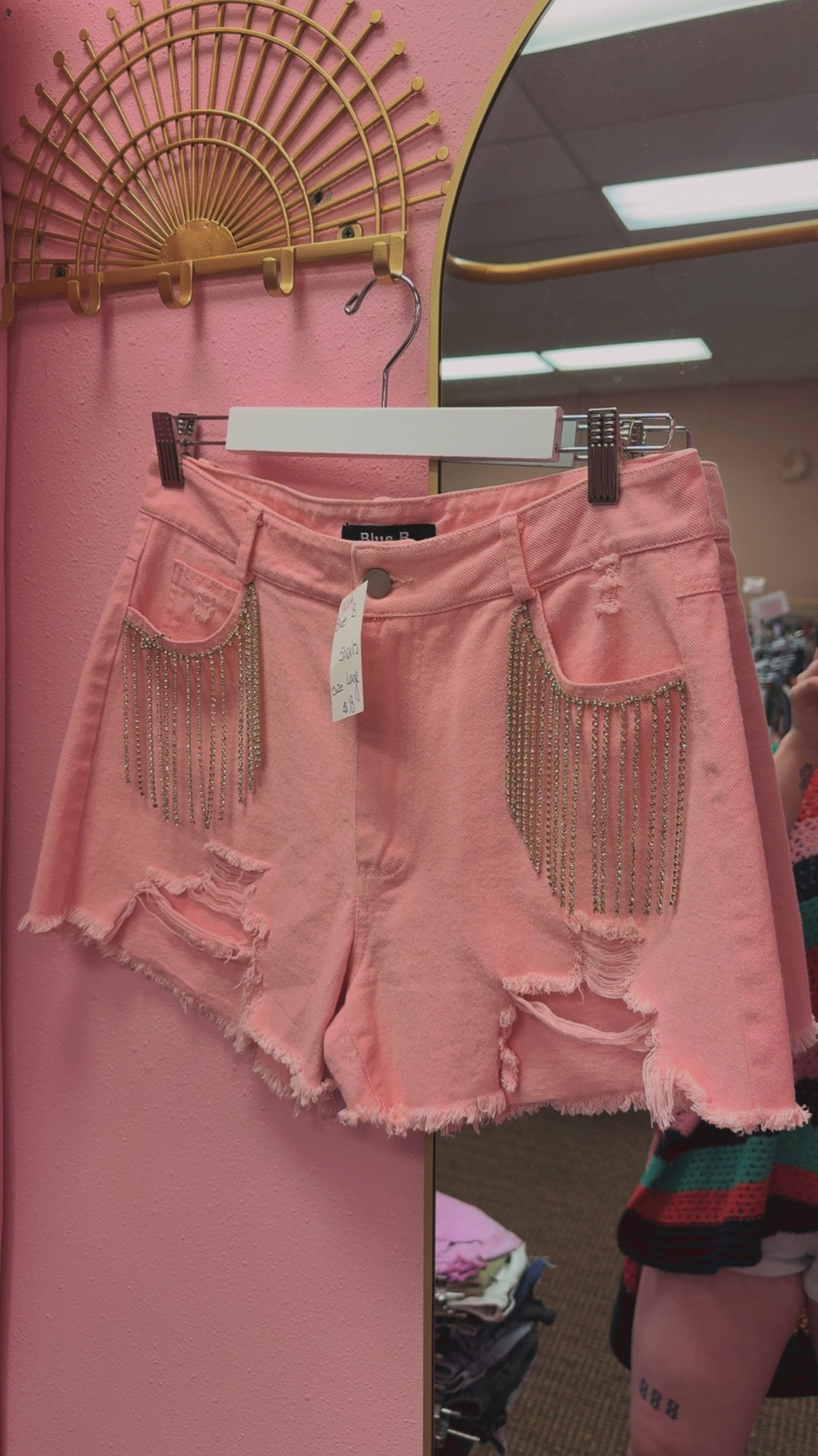 Blue B Rhinestone High Rise Shorts Size Large