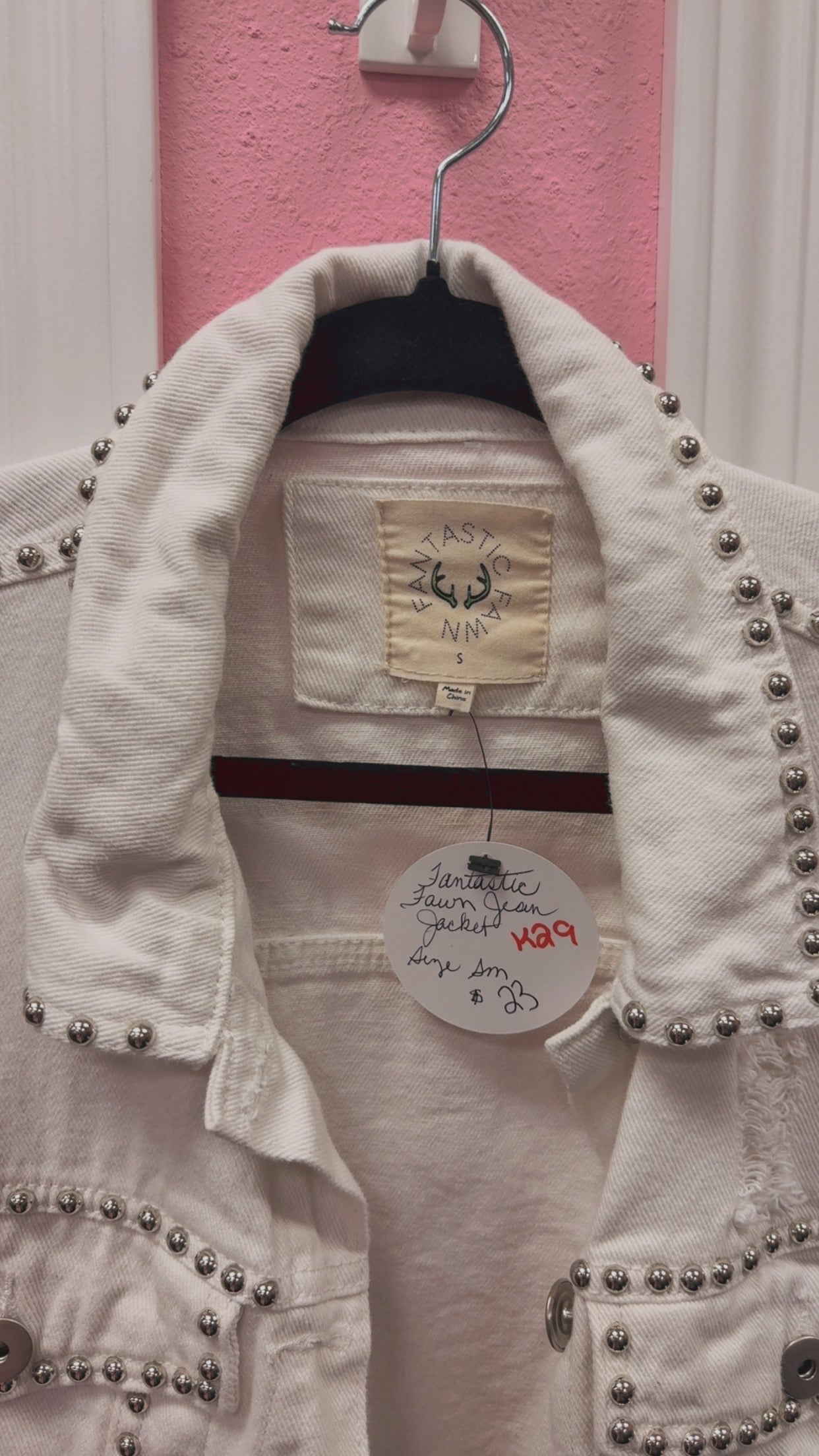 Fantastic Fawn Bedazzled Distressed Oversized Jacket Size Small