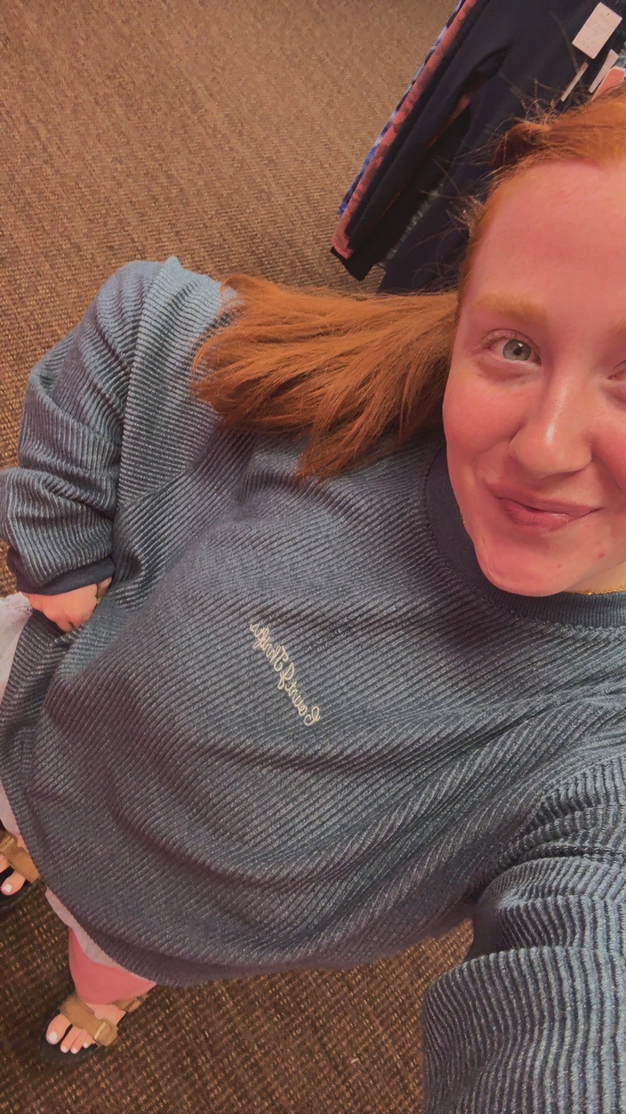 Corded CourtJThrifts Embroidered Crewneck - Navy