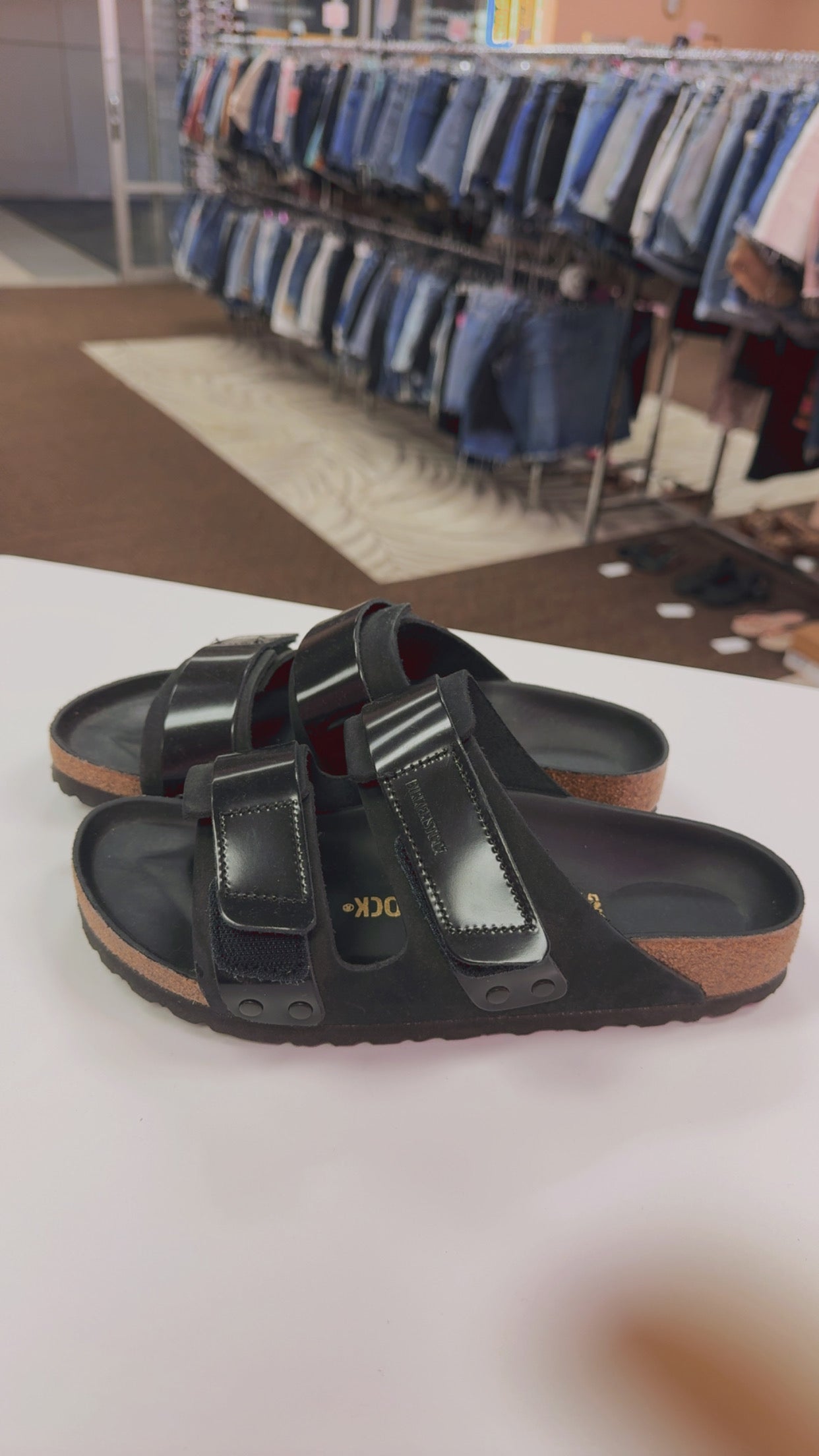 Birkenstock “Uji Nubuck Leather High Shine Sandal”- Black Size EU38