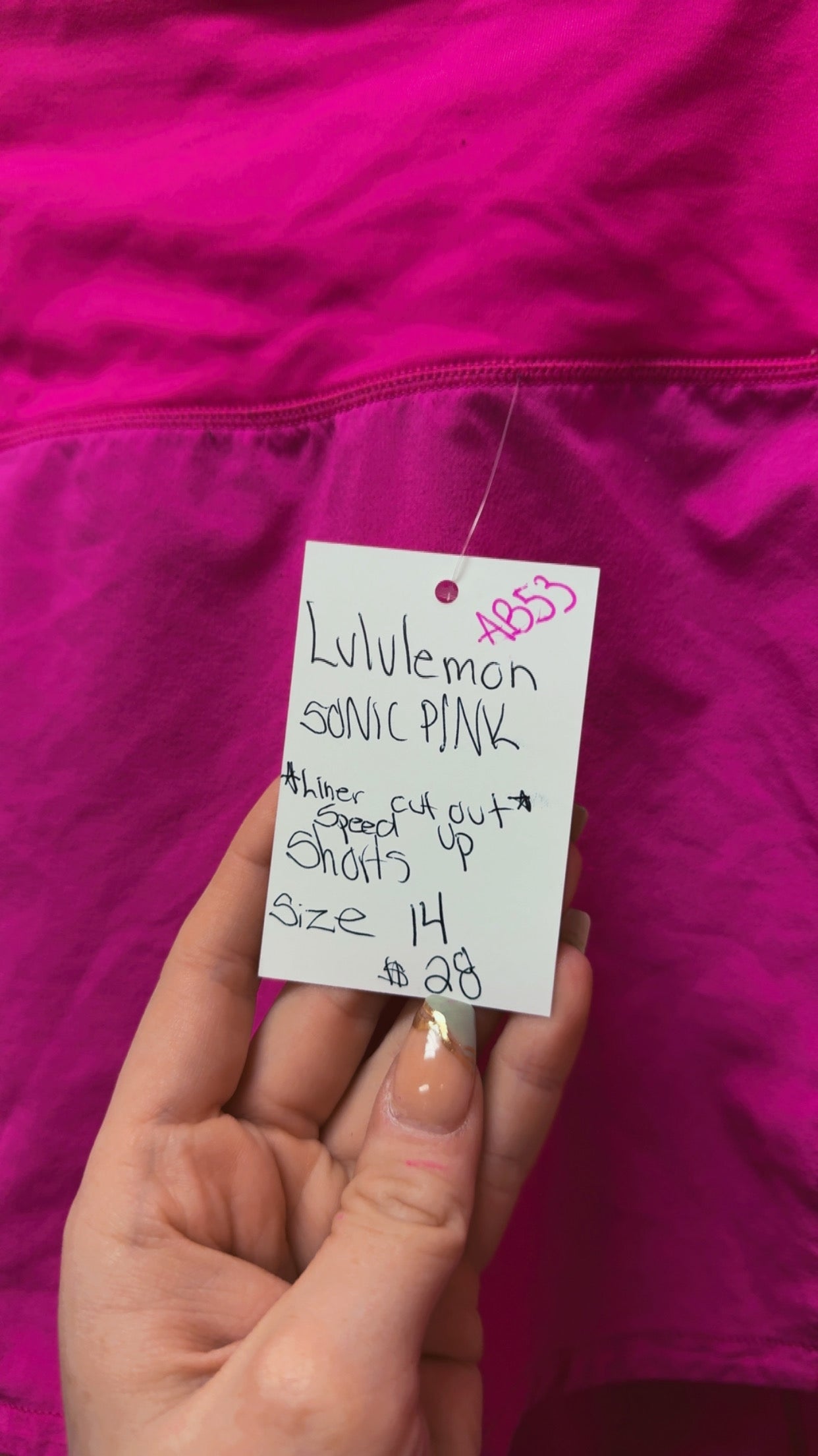Lululemon Hi-Rise Speed Up Shorts Size 14- Sonic Pink- NO LINER*
