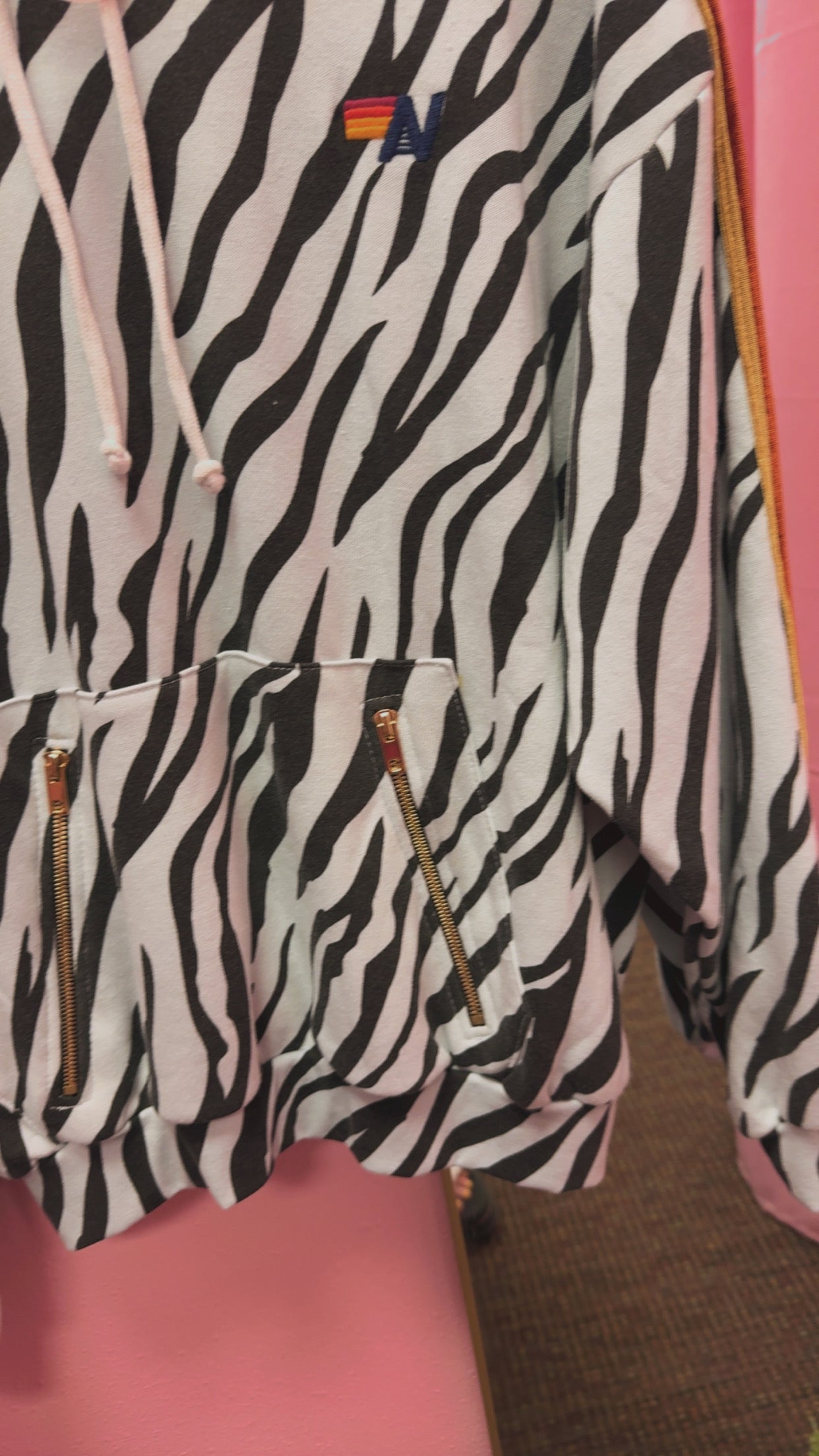 Aviator Nation Zebra Hoodie Size Medium