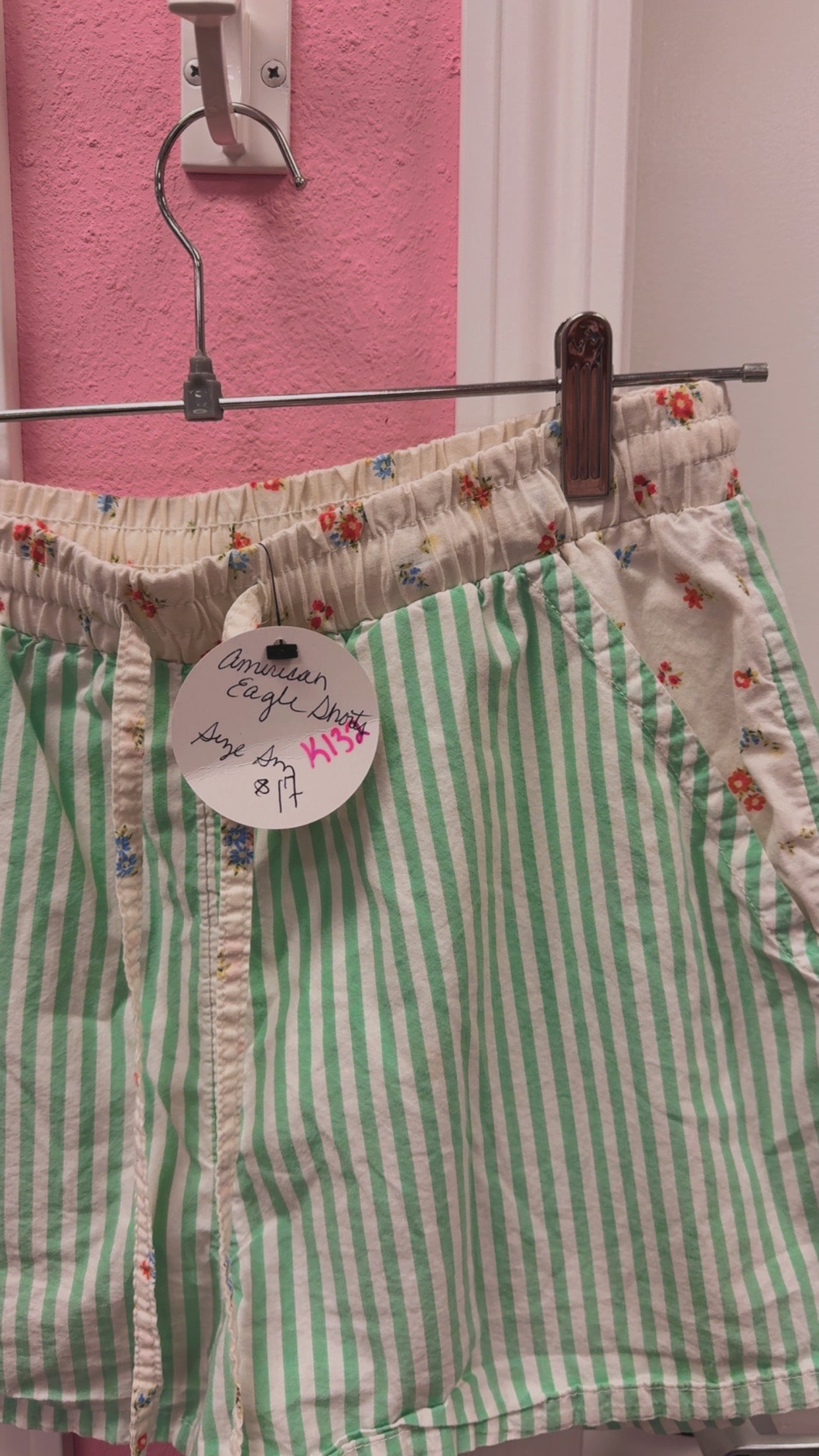 American Eagle Floral + Striped Shorts Size Small
