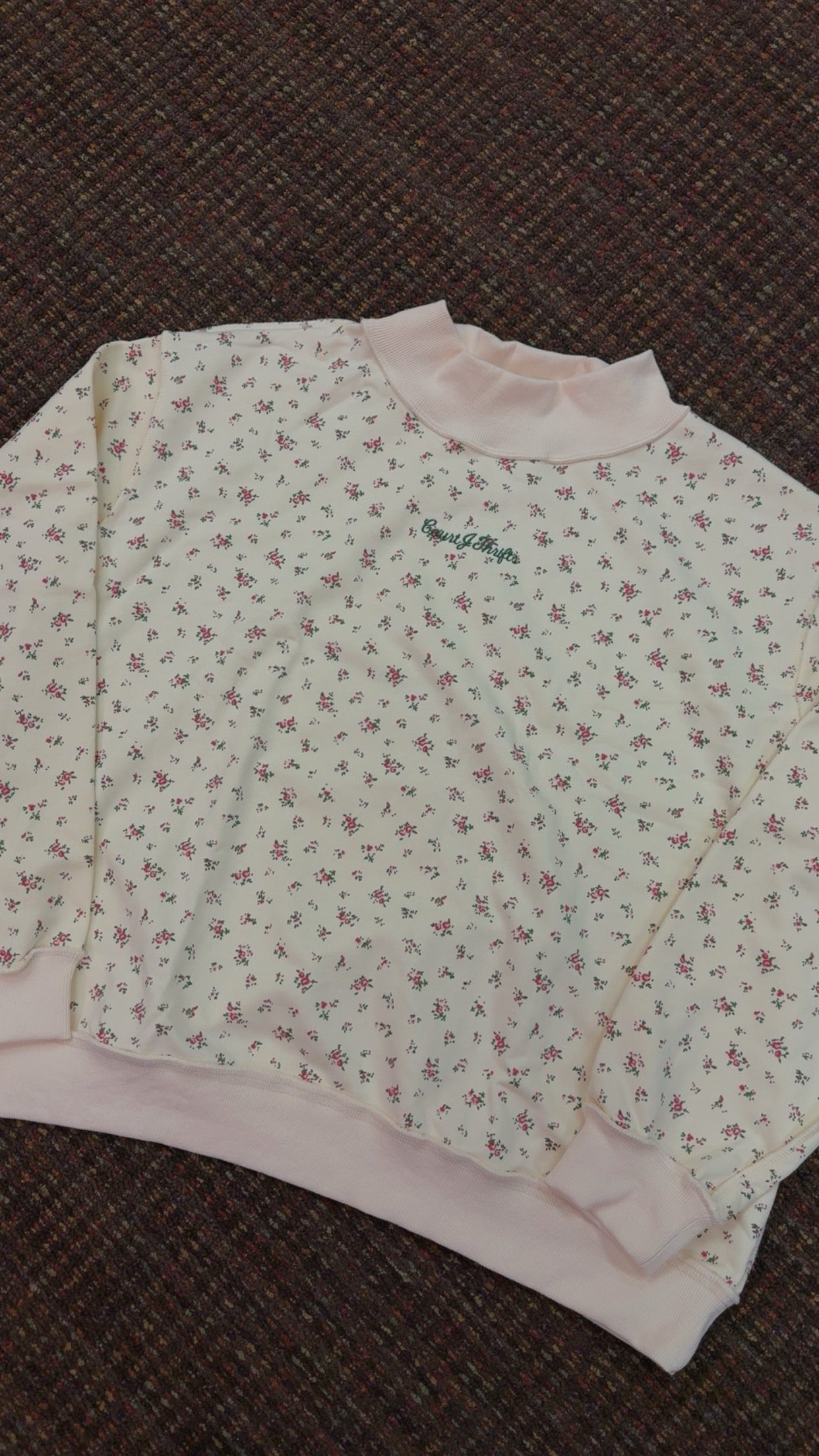 CourtJThrifts Bucketlist Floral Embroidered Mock Neck